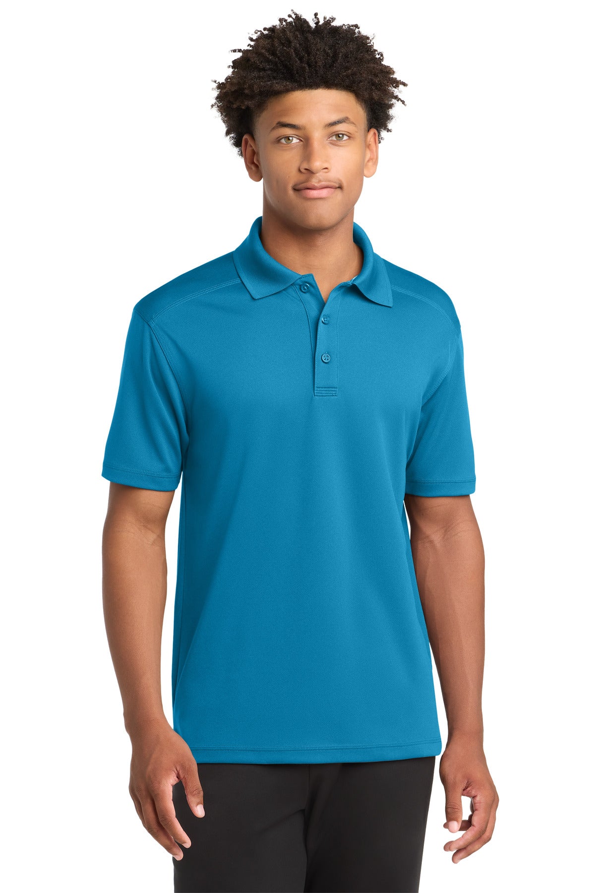 Custom Blue Wake PosiCharge Micro-Mesh Polo ST680, personalized by SanCanDo Swag in Argyle, TX