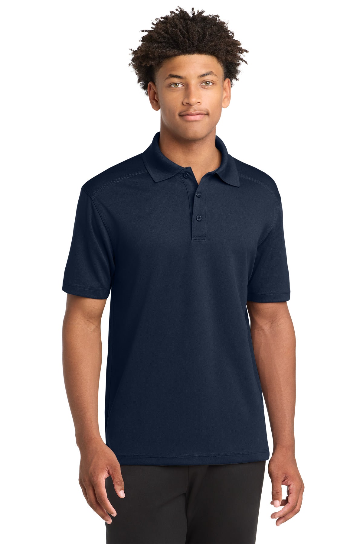 Custom True Navy PosiCharge Micro-Mesh Polo ST680, personalized by SanCanDo Swag in Argyle, TX