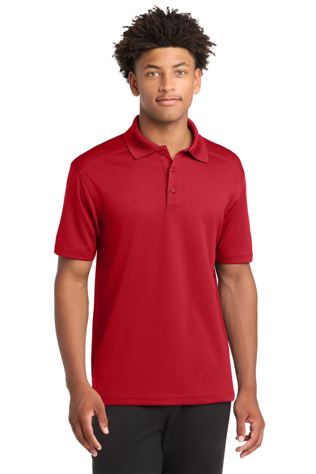 Custom True Red PosiCharge Micro-Mesh Polo ST680, personalized by SanCanDo Swag in Argyle, TX