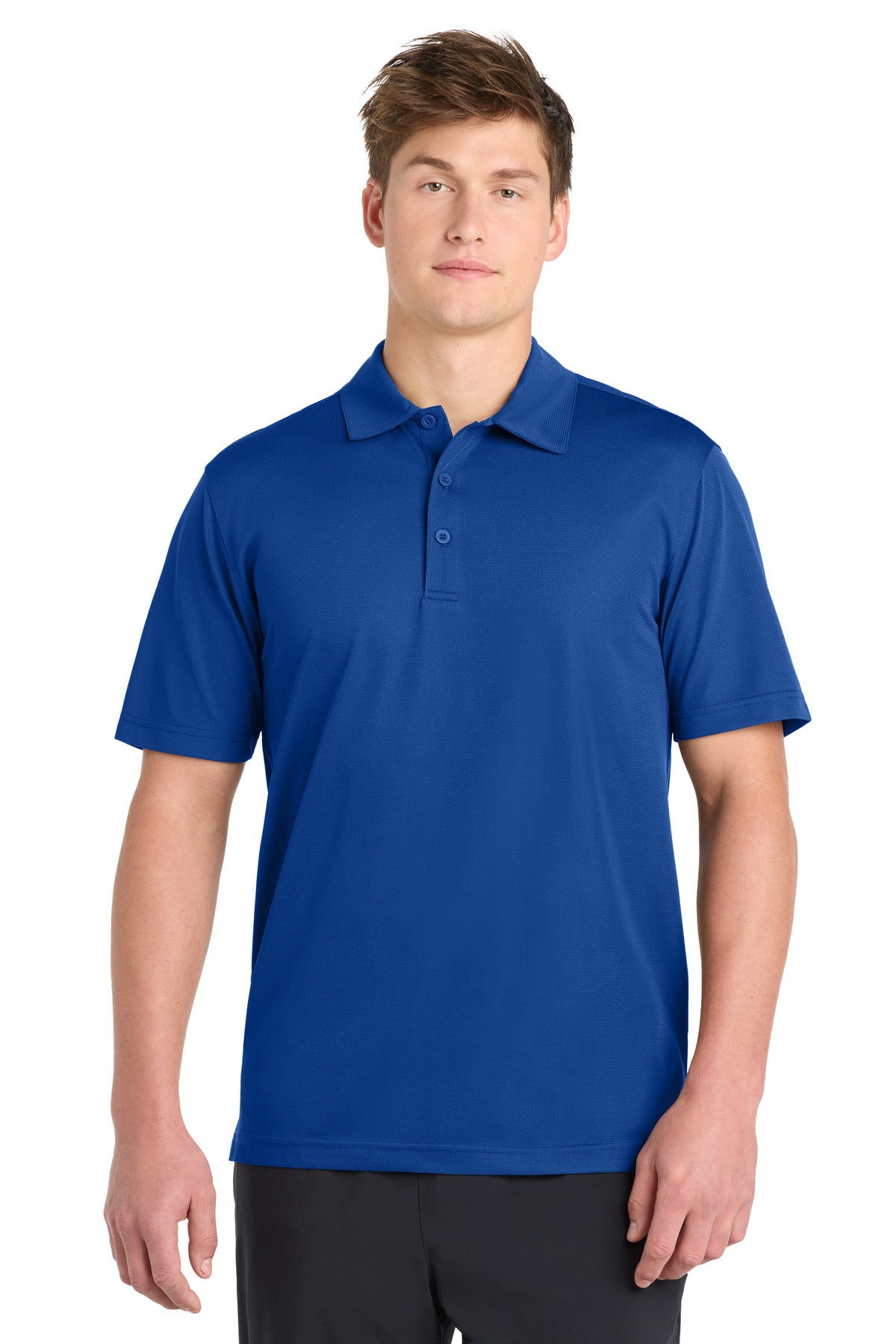 Custom True Royal PosiCharge Active Textured Polo ST690, personalized by SanCanDo Swag in Argyle, TX