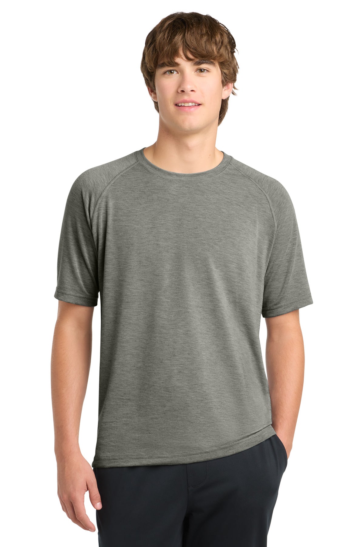 Custom Heather Grey Ultimate Performance Crew ST700, personalized by SanCanDo Swag in Argyle, TX