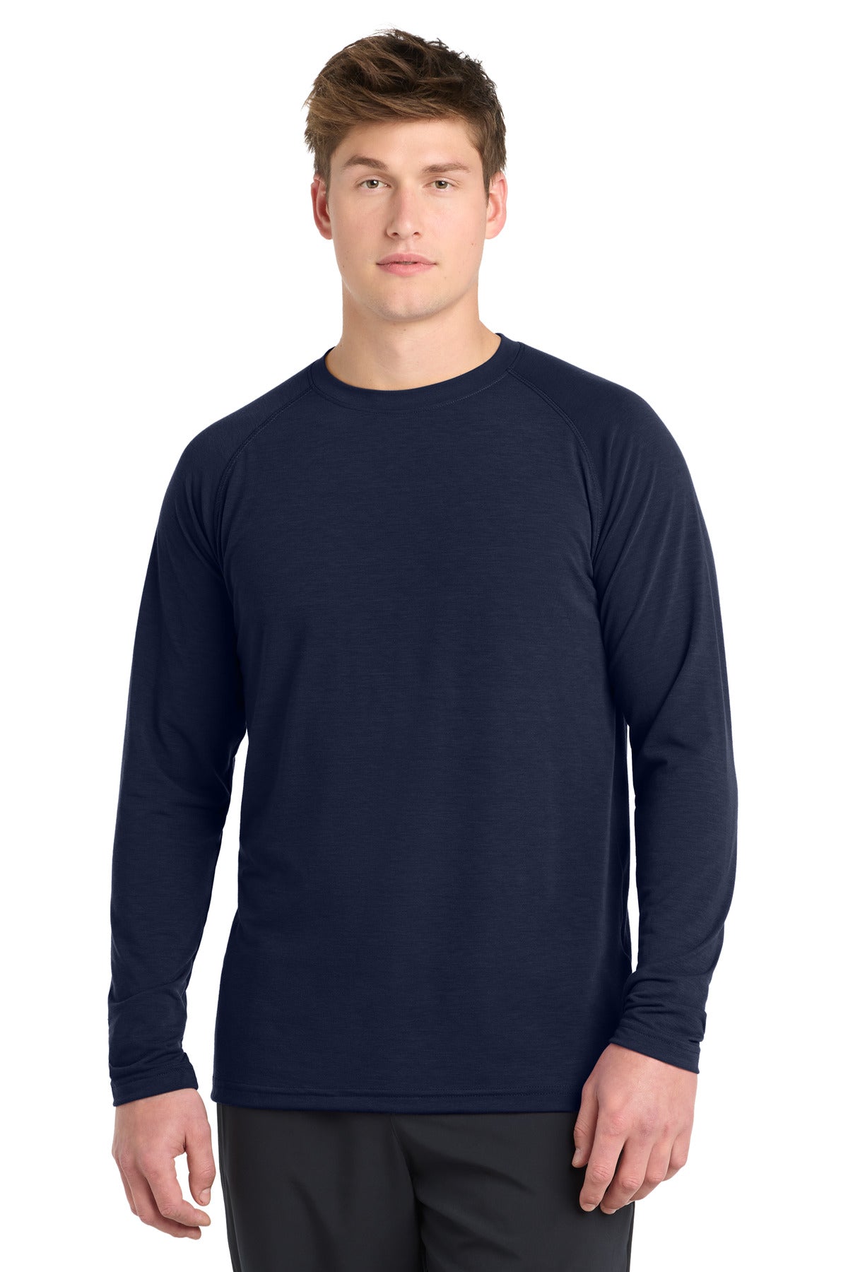 Custom True Navy Long Sleeve Ultimate Performance Crew ST700LS, personalized by SanCanDo Swag in Argyle, TX