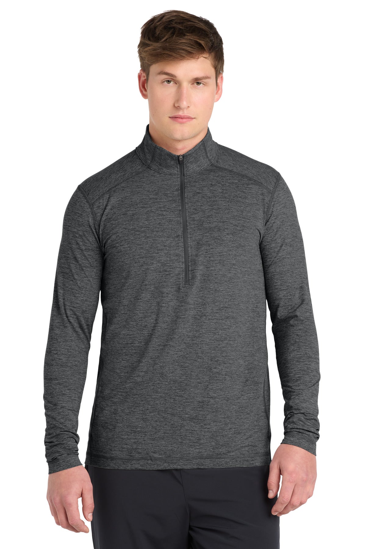 Custom Graphite Heather Exchange 1.5 Long Sleeve 1/2-Zip ST711, personalized by SanCanDo Swag in Argyle, TX