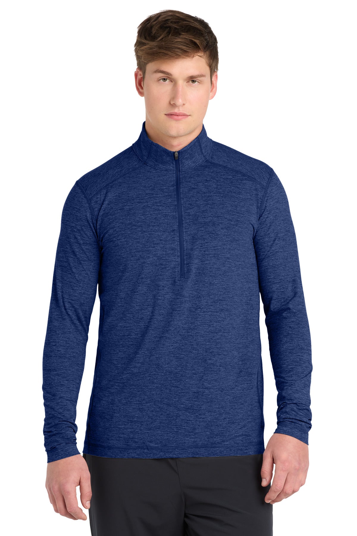 Custom True Royal Heather Exchange 1.5 Long Sleeve 1/2-Zip ST711, personalized by SanCanDo Swag in Argyle, TX