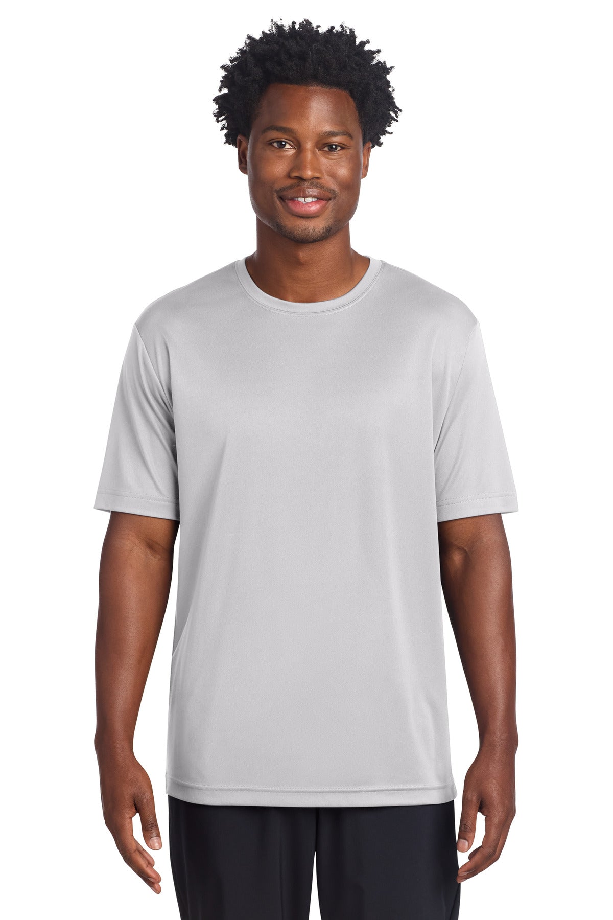 Custom Silver PosiCharge Re-Compete Tee ST720, personalized by SanCanDo Swag in Argyle, TX