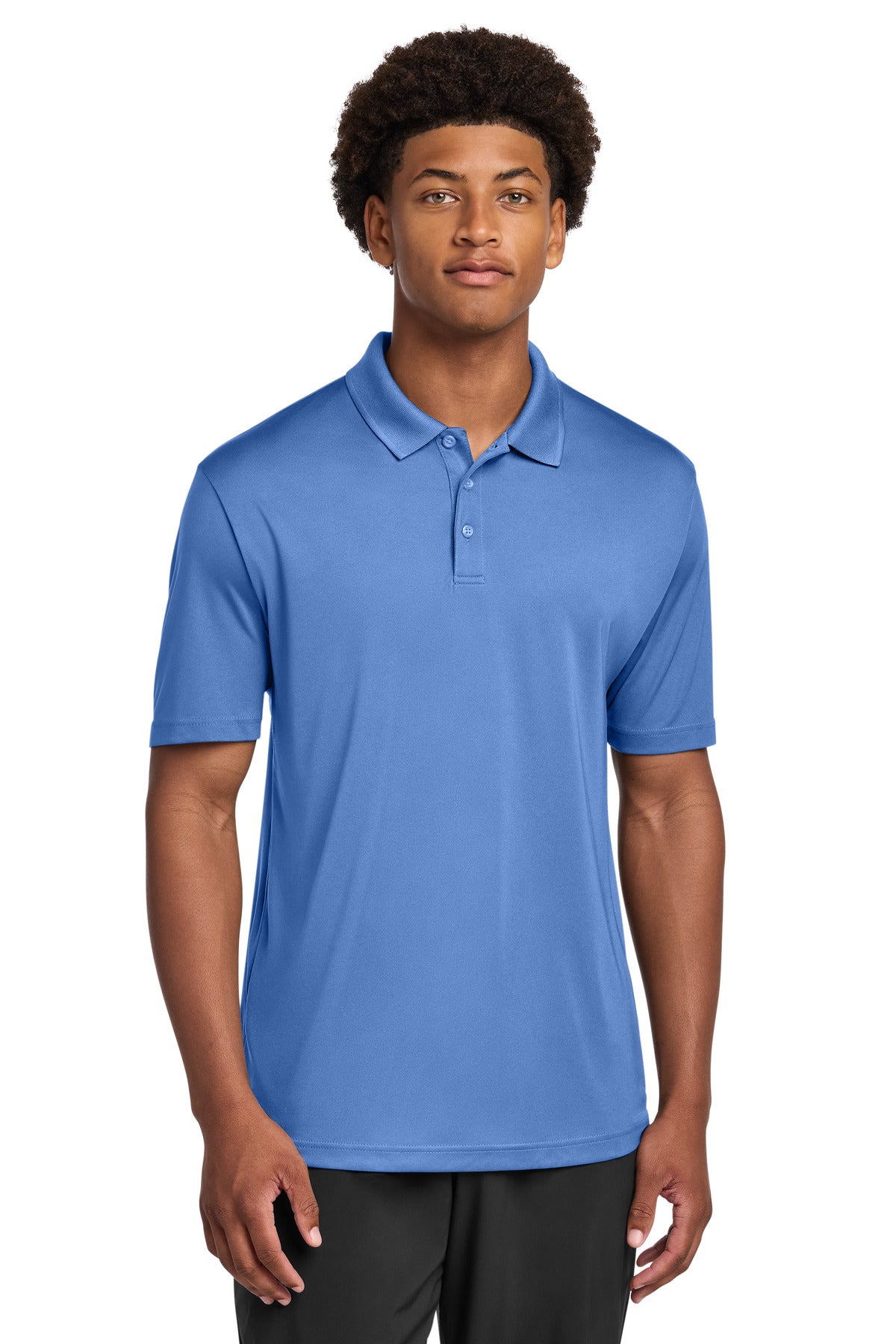 Custom Carolina Blue PosiCharge Re-Compete Polo ST725, personalized by SanCanDo Swag in Argyle, TX