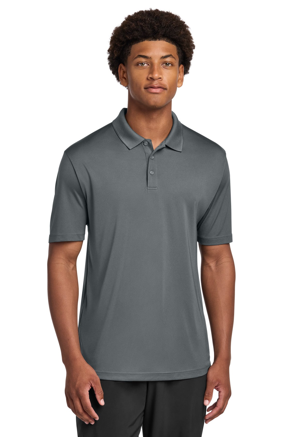 Custom Iron Grey PosiCharge Re-Compete Polo ST725, personalized by SanCanDo Swag in Argyle, TX