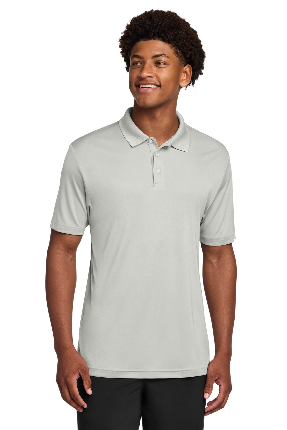 Custom Silver PosiCharge Re-Compete Polo ST725, personalized by SanCanDo Swag in Argyle, TX