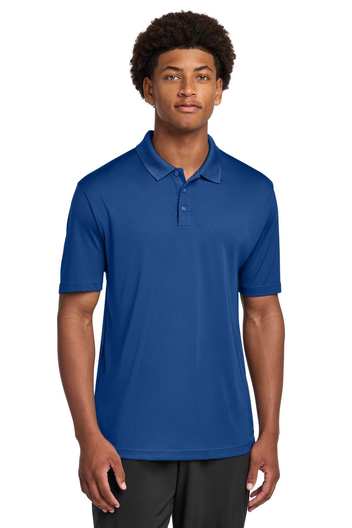 Custom True Royal PosiCharge Re-Compete Polo ST725, personalized by SanCanDo Swag in Argyle, TX