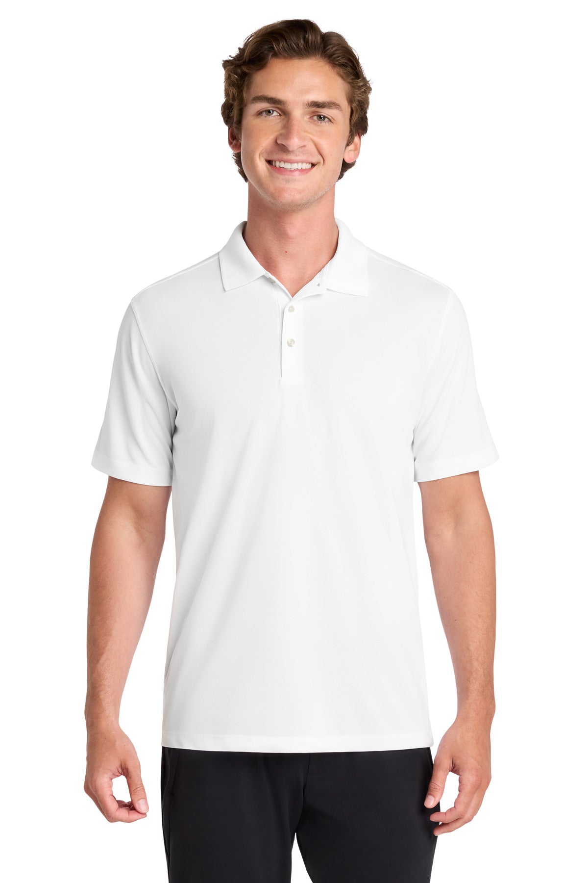 Custom White UV Micropique Polo ST740, personalized by SanCanDo Swag in Argyle, TX