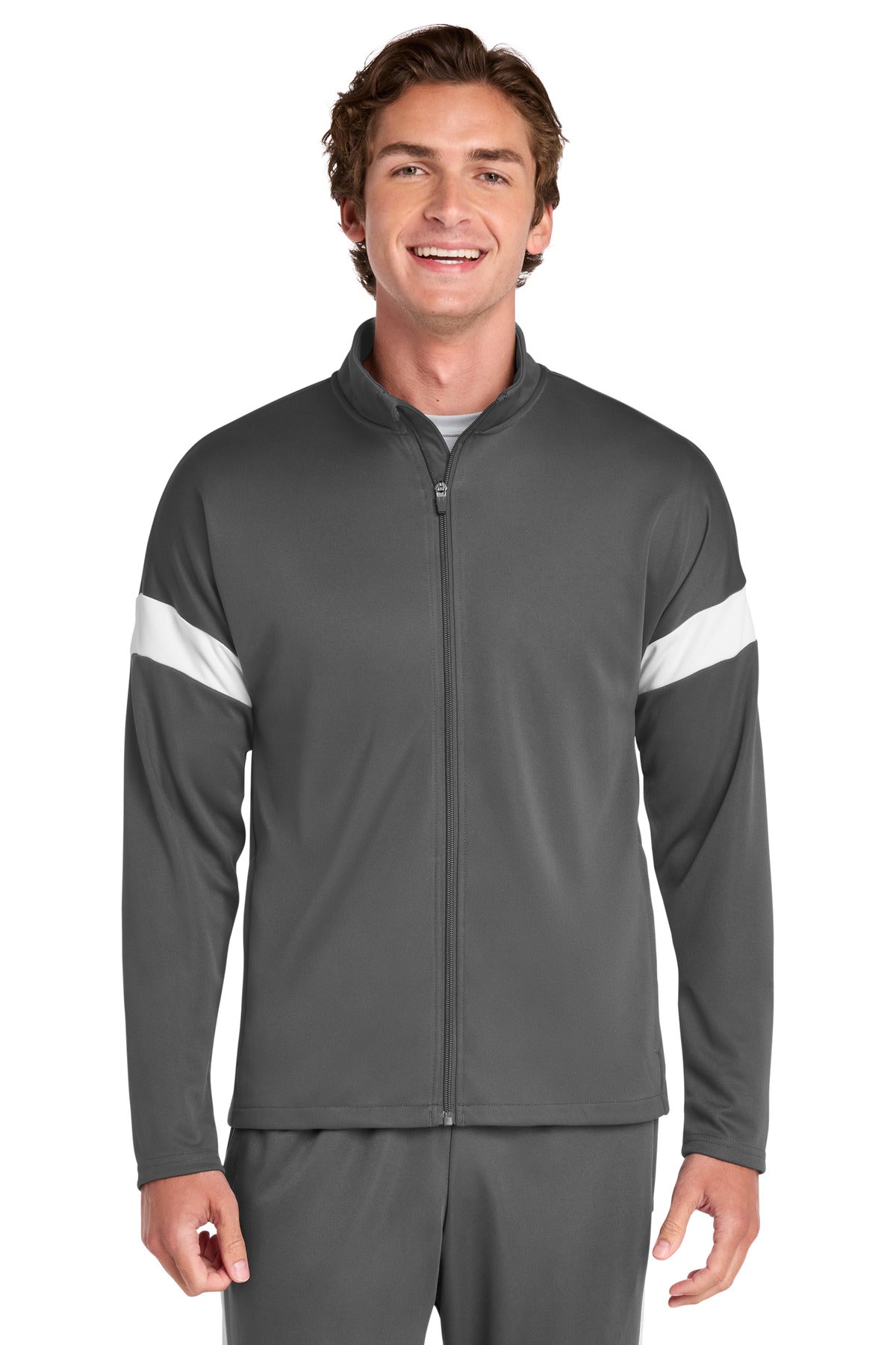 Custom Iron Grey/ White Travel Full-Zip Jacket ST800, personalized by SanCanDo Swag in Argyle, TX