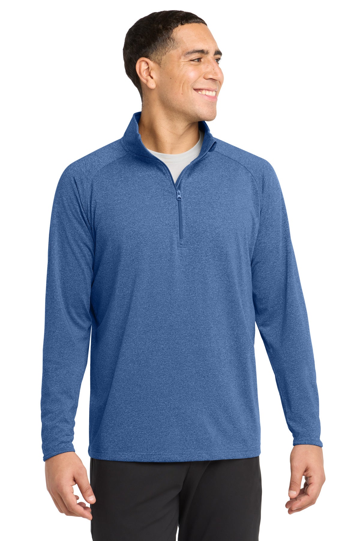 Custom True Royal Heather Sport-Wick Stretch 1/4-Zip Pullover ST850, personalized by SanCanDo Swag in Argyle, TX