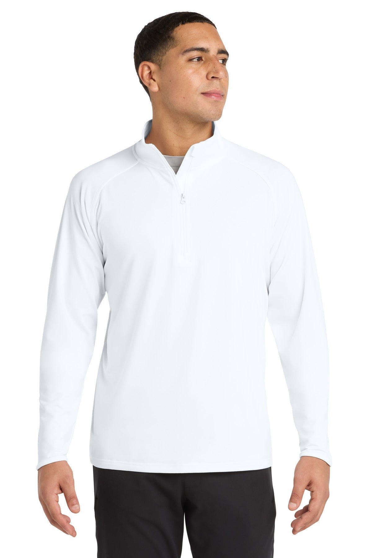 Custom White Sport-Wick Stretch 1/4-Zip Pullover ST850, personalized by SanCanDo Swag in Argyle, TX