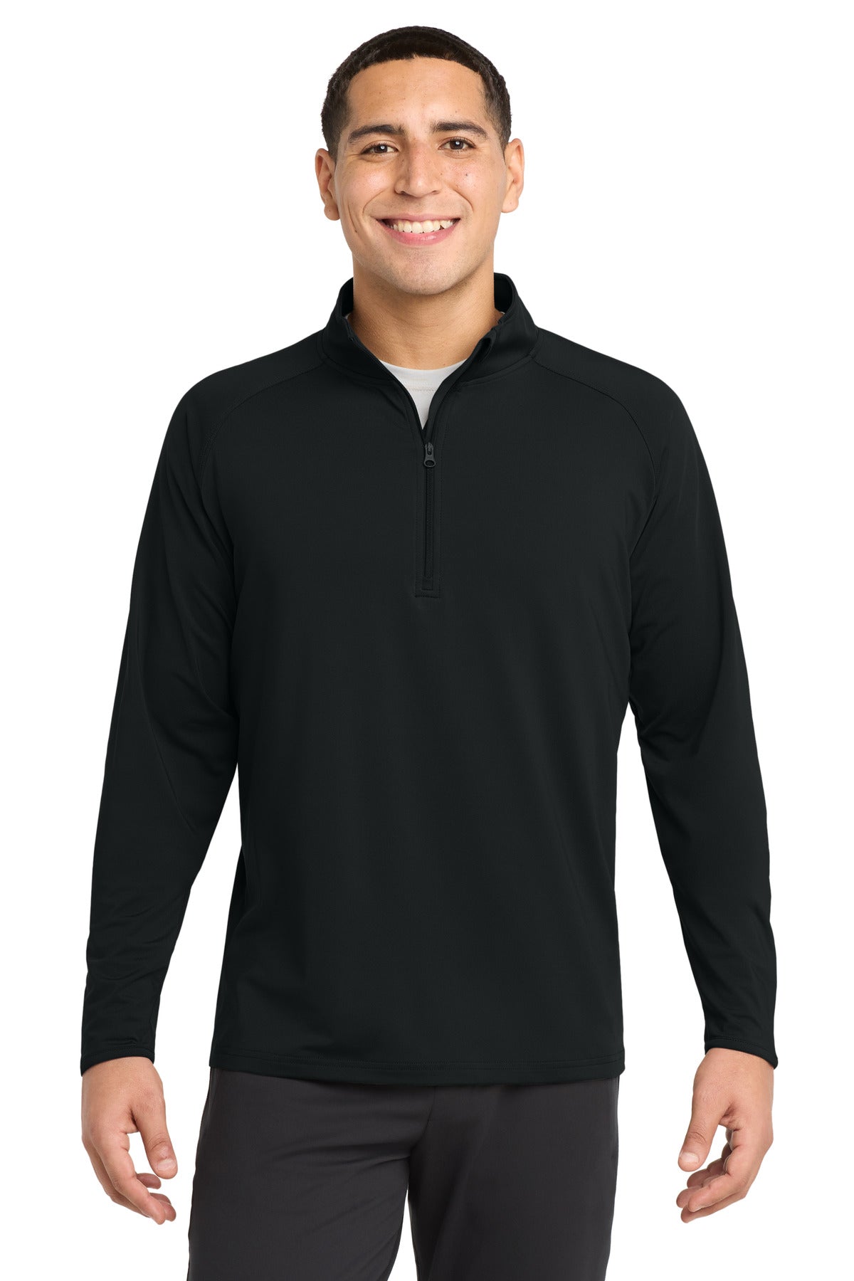 Custom Black Sport-Wick Stretch 1/4-Zip Pullover ST850, personalized by SanCanDo Swag in Argyle, TX