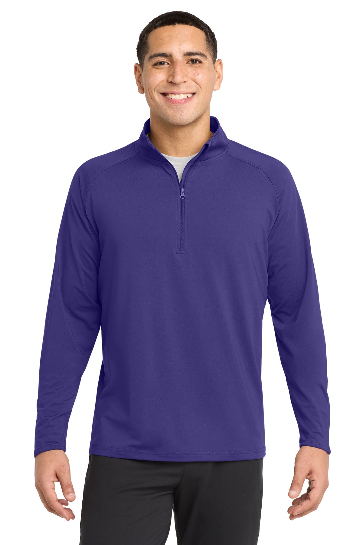 Custom Purple Sport-Wick Stretch 1/4-Zip Pullover ST850, personalized by SanCanDo Swag in Argyle, TX