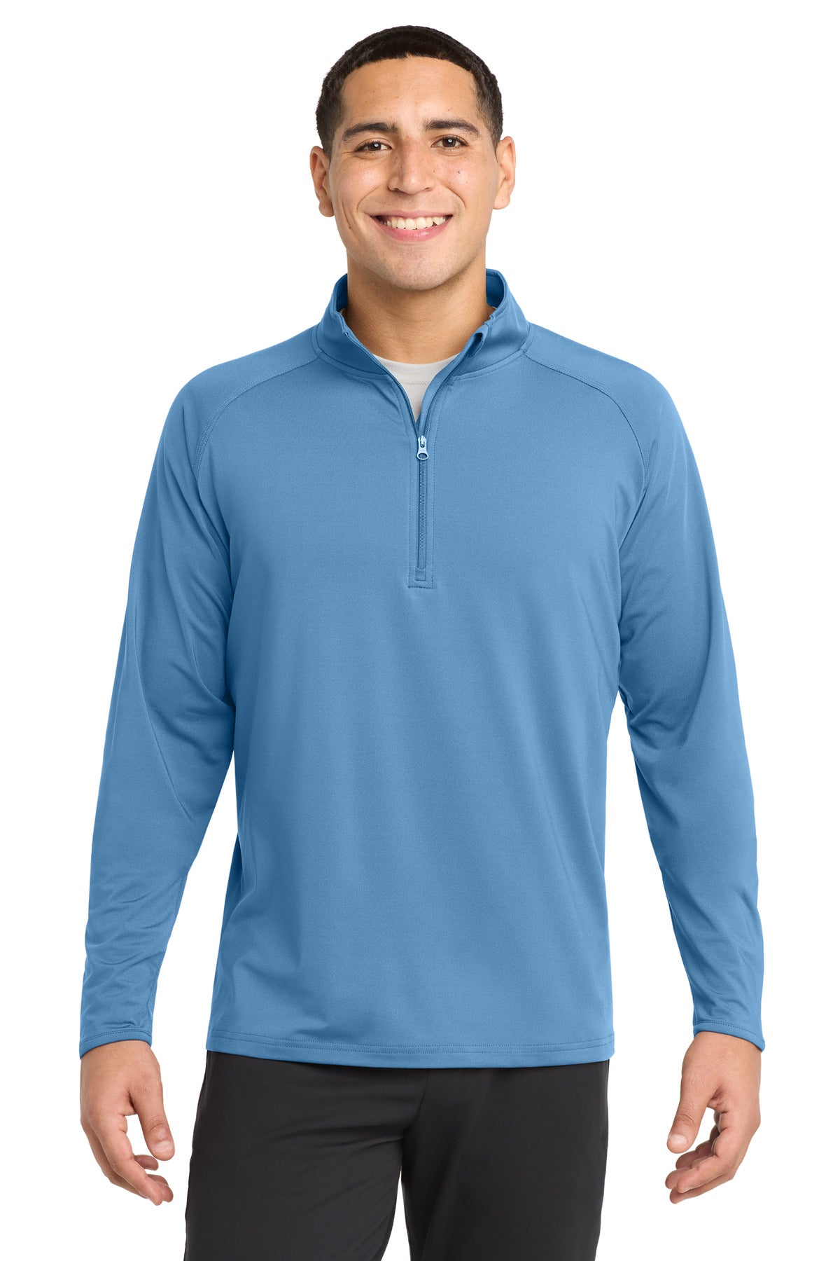 Custom Carolina Blue Sport-Wick Stretch 1/4-Zip Pullover ST850, personalized by SanCanDo Swag in Argyle, TX