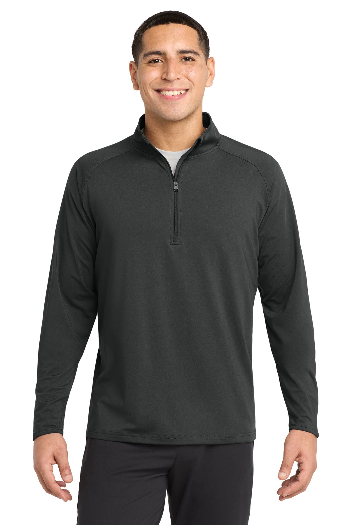 Custom Charcoal Grey Sport-Wick Stretch 1/4-Zip Pullover ST850, personalized by SanCanDo Swag in Argyle, TX