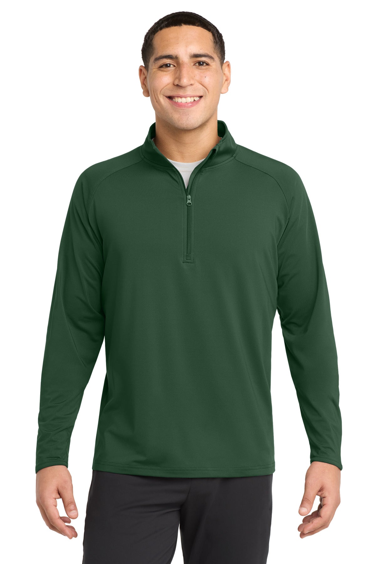 Custom Forest Green Sport-Wick Stretch 1/4-Zip Pullover ST850, personalized by SanCanDo Swag in Argyle, TX