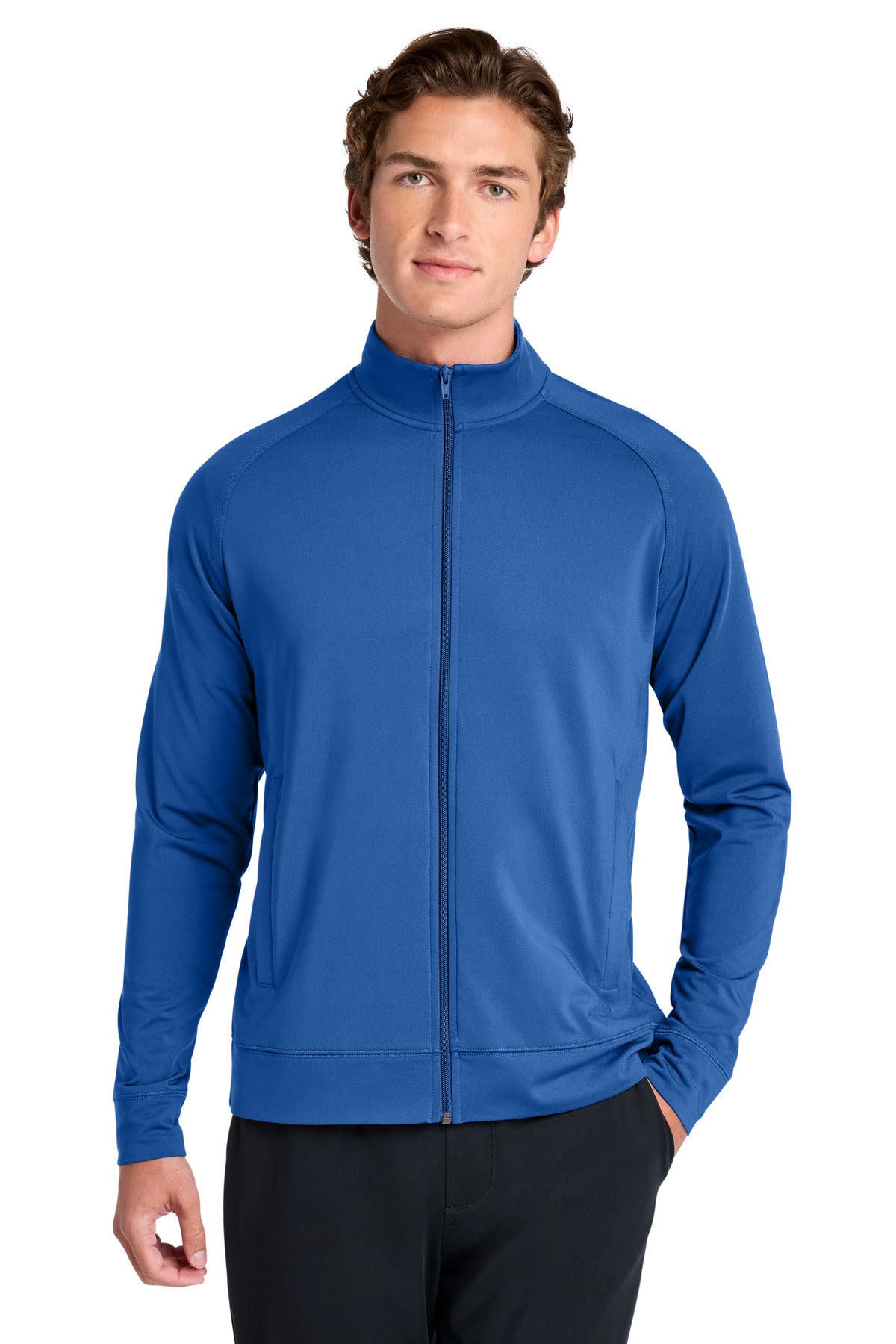 Custom True Royal Sport-Wick Stretch Full-Zip Cadet Jacket ST857, personalized by SanCanDo Swag in Argyle, TX