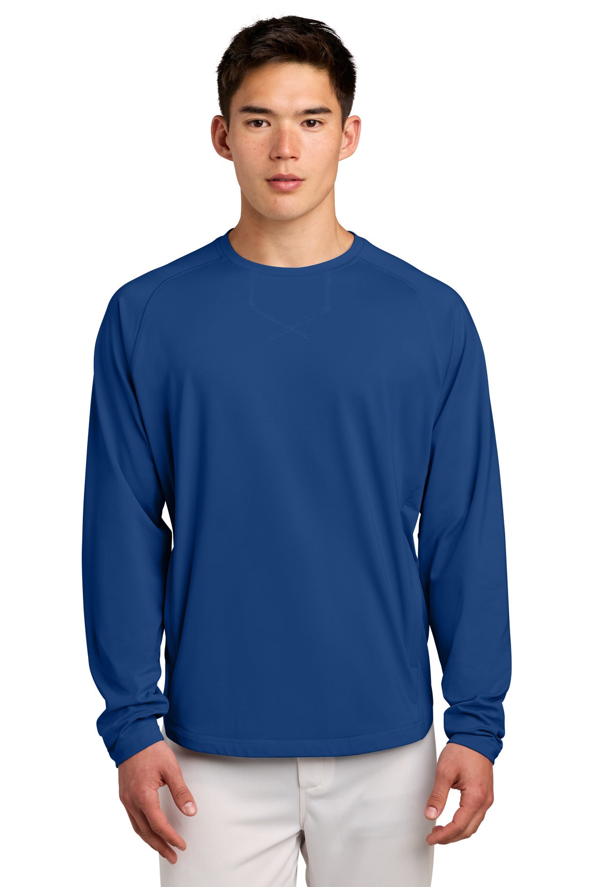 Custom True Royal Sport-Wick Stretch Pocketed Crewneck ST859, personalized by SanCanDo Swag in Argyle, TX