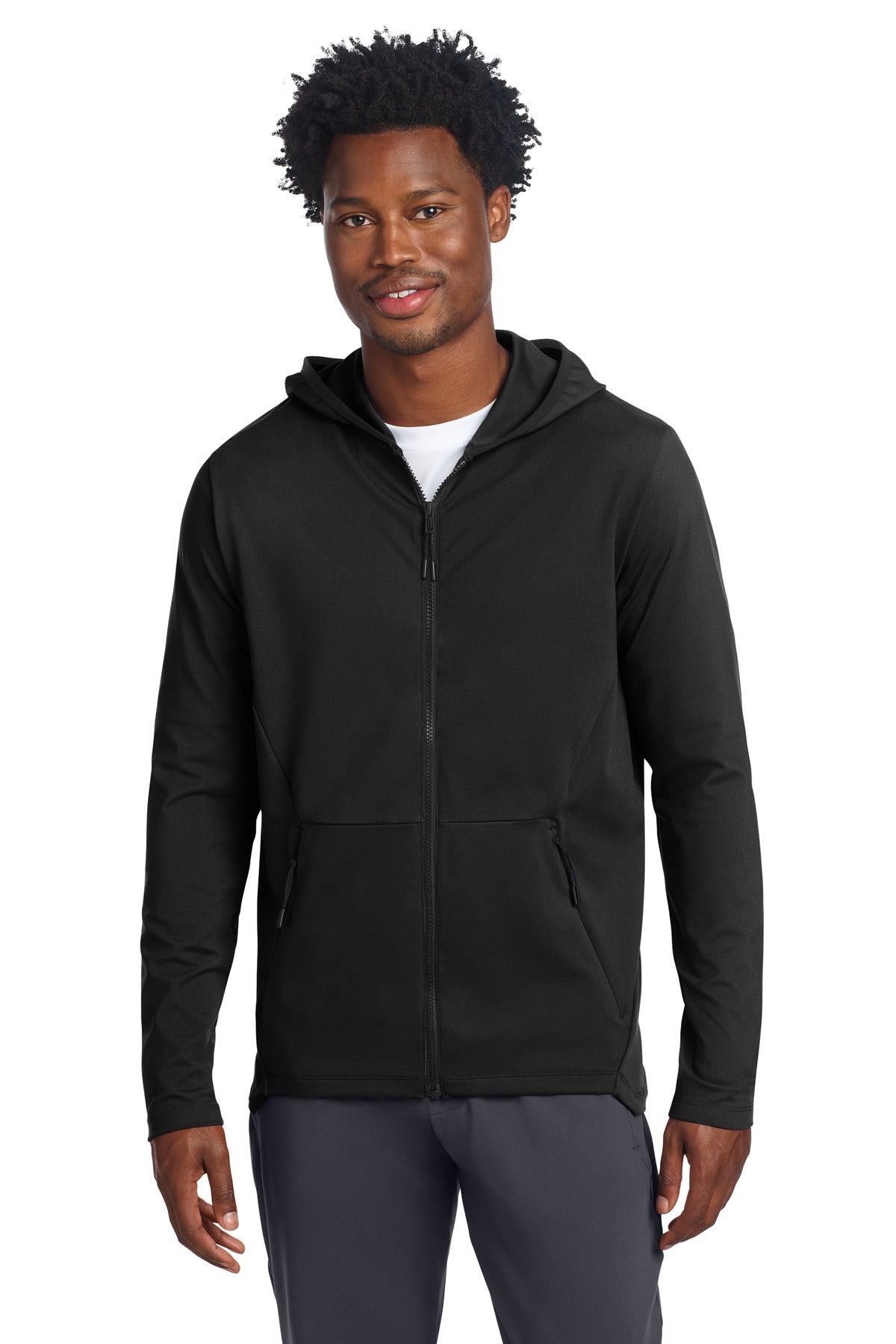 Custom Deep Black Circuit Hooded Full-Zip ST870, personalized by SanCanDo Swag in Argyle, TX