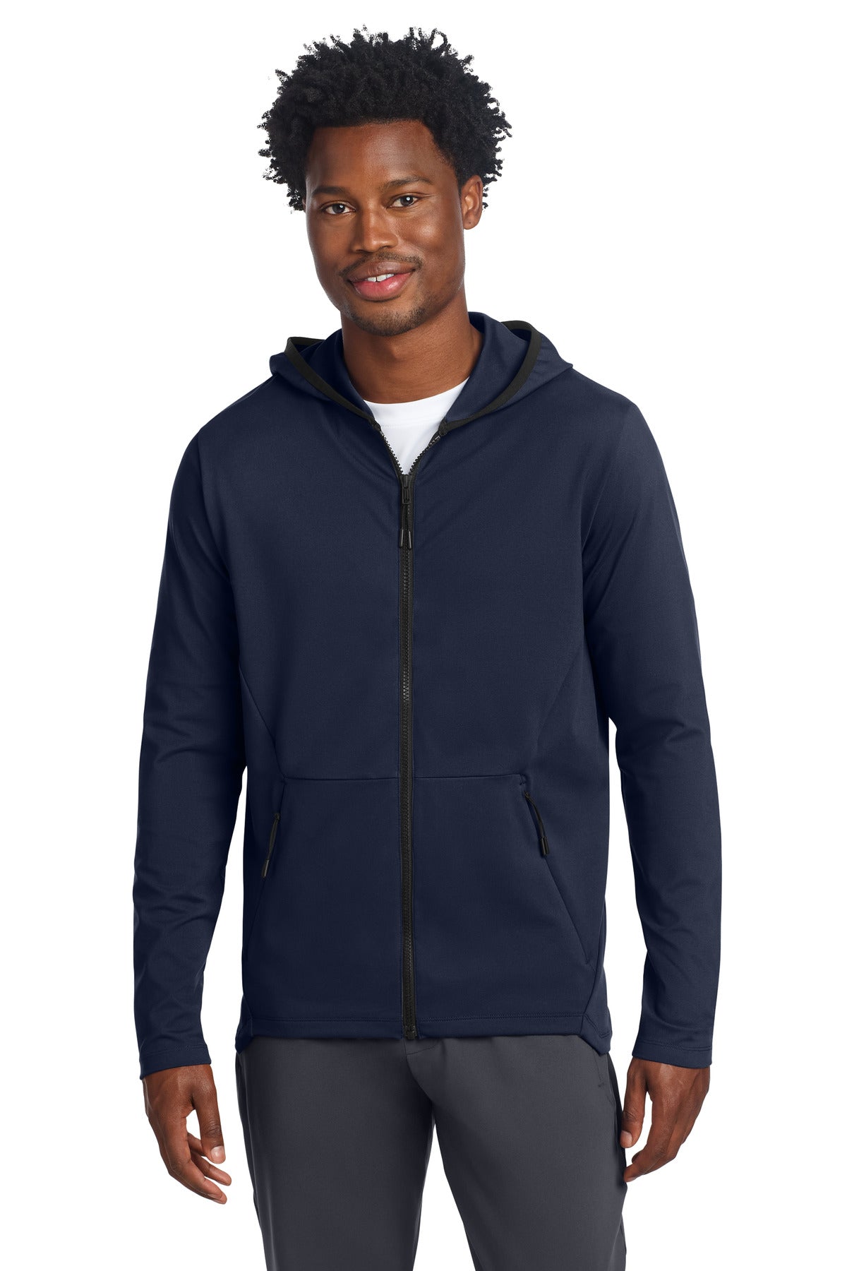 Custom True Navy Circuit Hooded Full-Zip ST870, personalized by SanCanDo Swag in Argyle, TX
