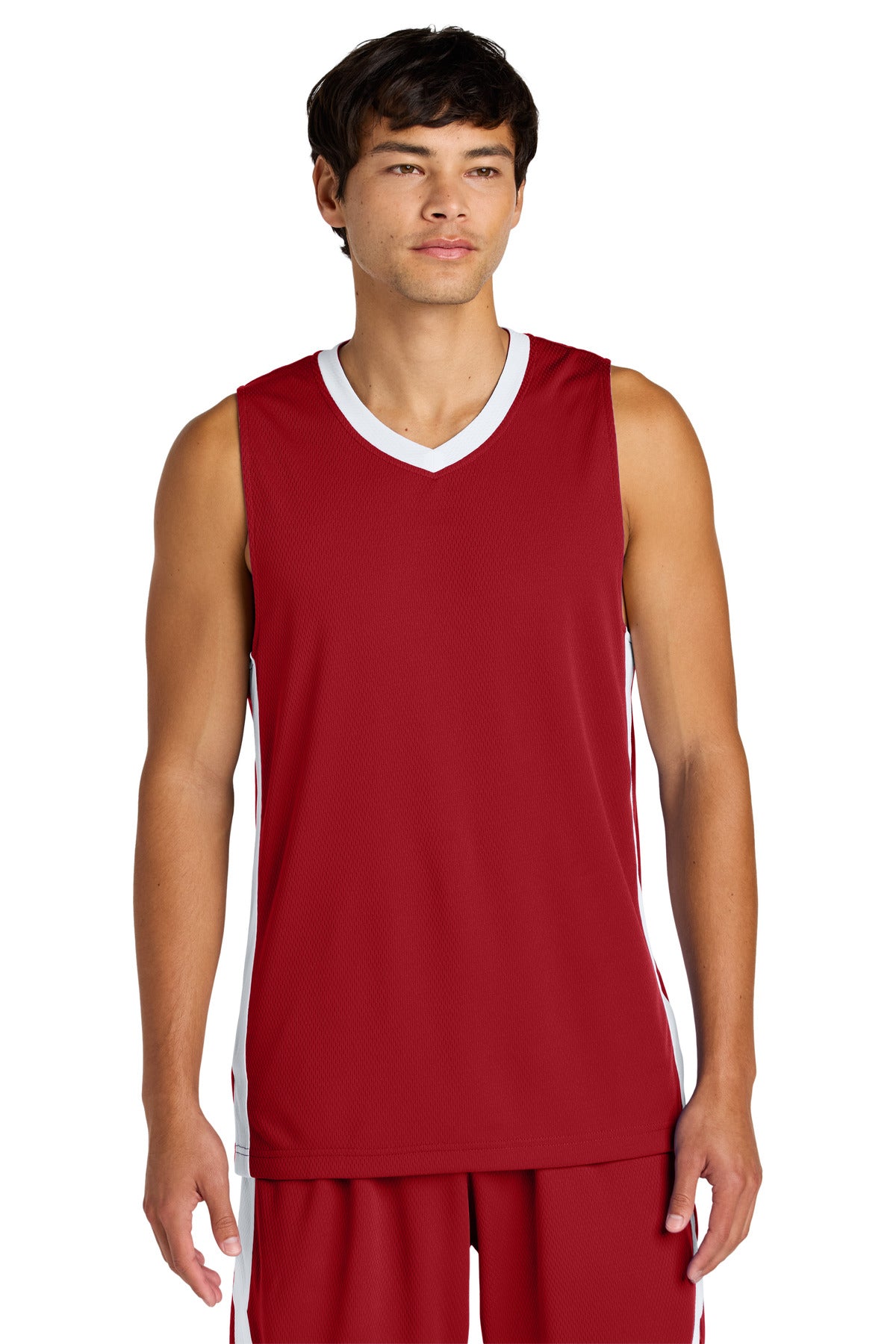 Custom Deep Red/ White Rival Basketball Rev Jersey ST900, personalized by SanCanDo Swag in Argyle, TX