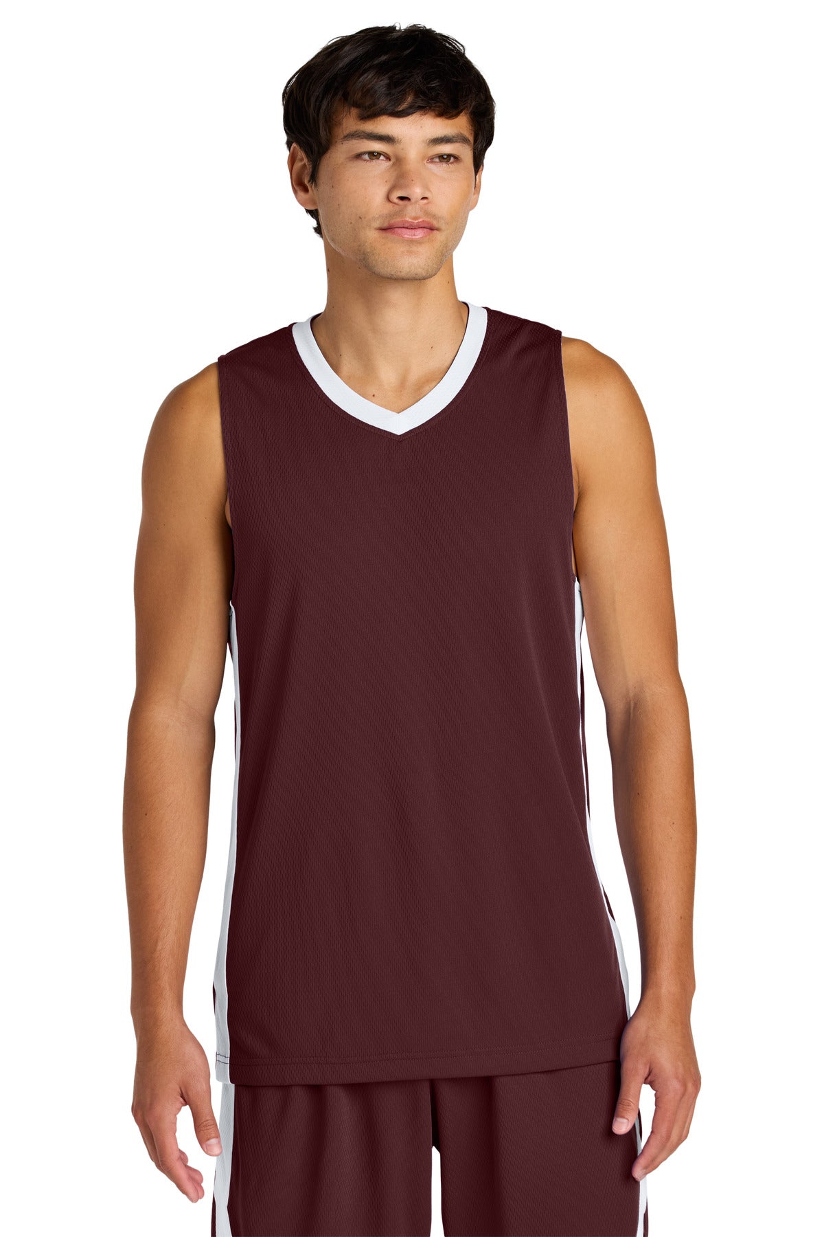 Custom Maroon/ White Rival Basketball Rev Jersey ST900, personalized by SanCanDo Swag in Argyle, TX