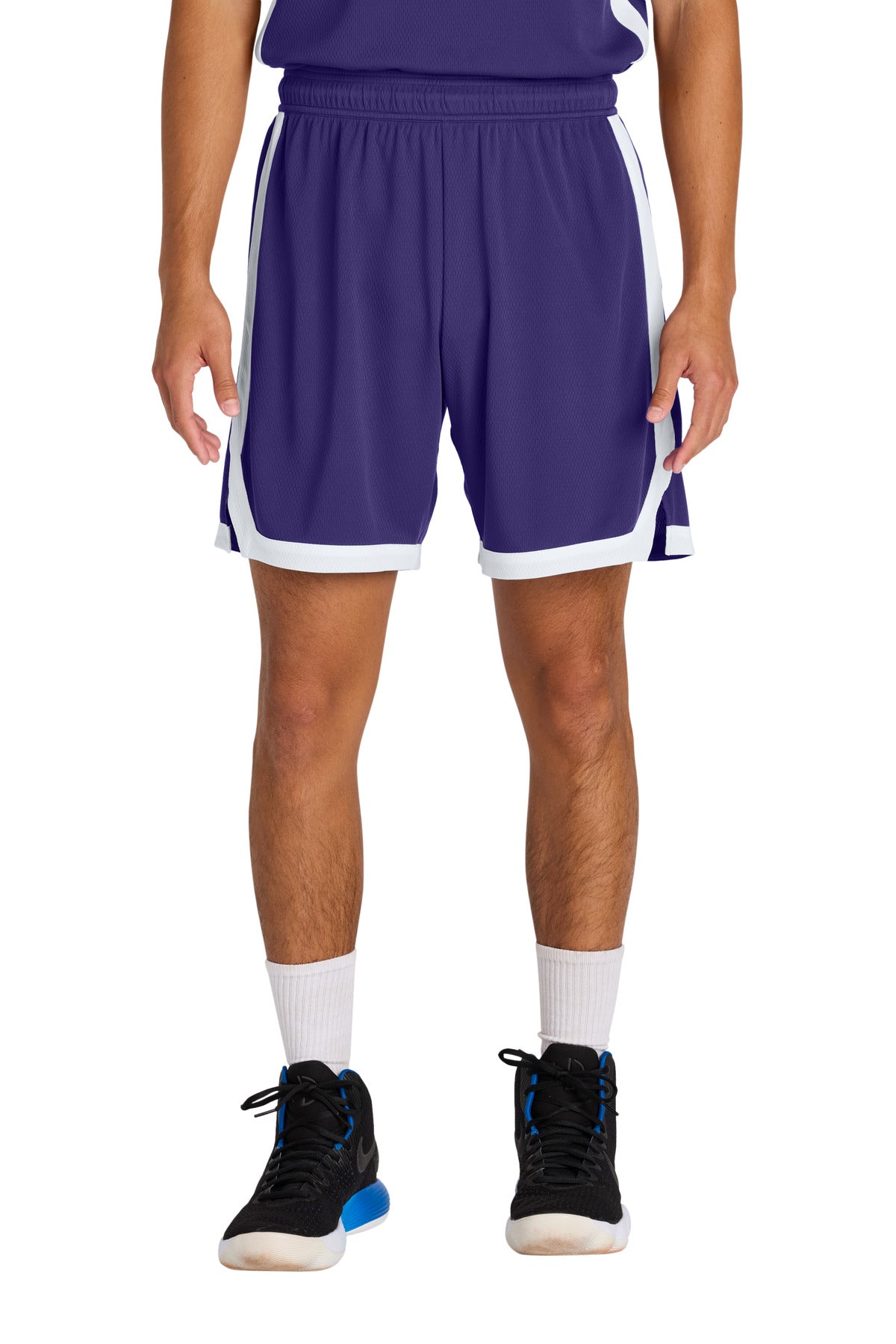 Custom Purple/ White Rival Basketball 7"Short ST901, personalized by SanCanDo Swag in Argyle, TX