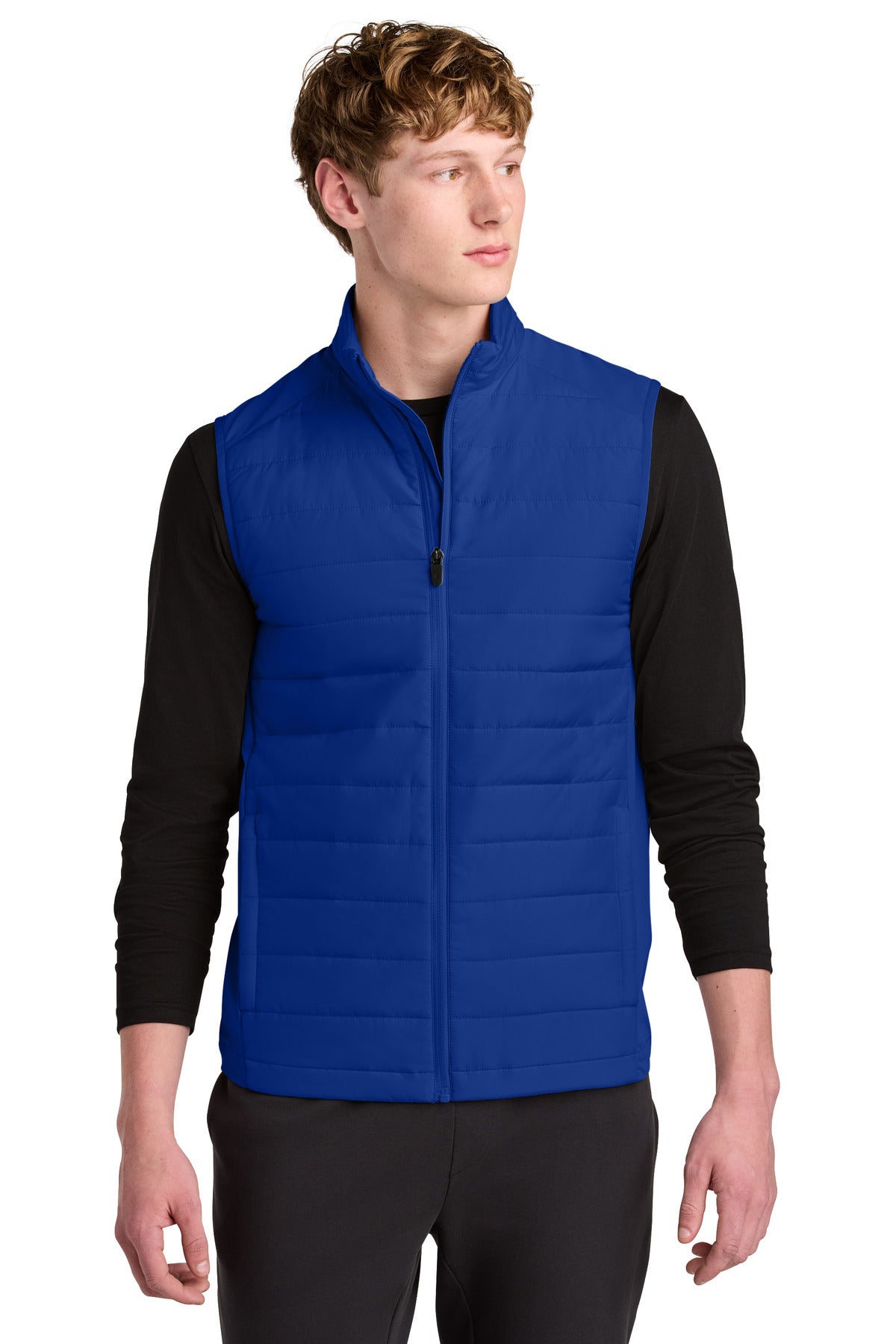 Custom True Royal Teknical Hybrid Vest ST941, personalized by SanCanDo Swag in Argyle, TX