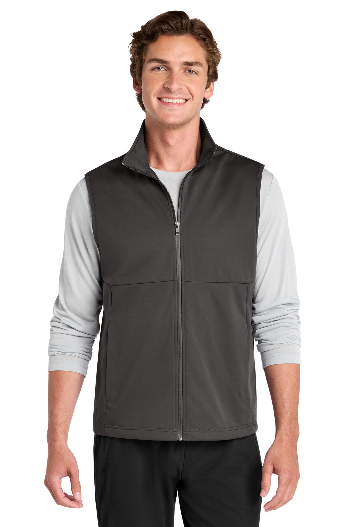 Custom Graphite Soft Shell Vest ST981, personalized by SanCanDo Swag in Argyle, TX