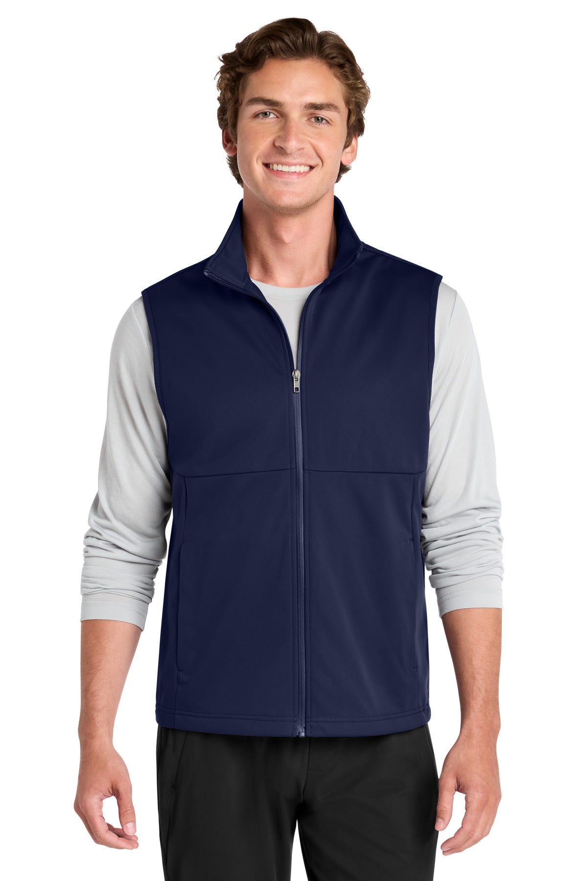 Custom True Navy Soft Shell Vest ST981, personalized by SanCanDo Swag in Argyle, TX