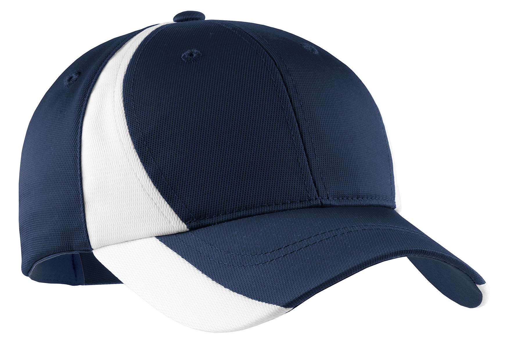Custom True Navy/ White Dry Zone Nylon Colorblock Cap STC11, personalized by SanCanDo Swag in Argyle, TX