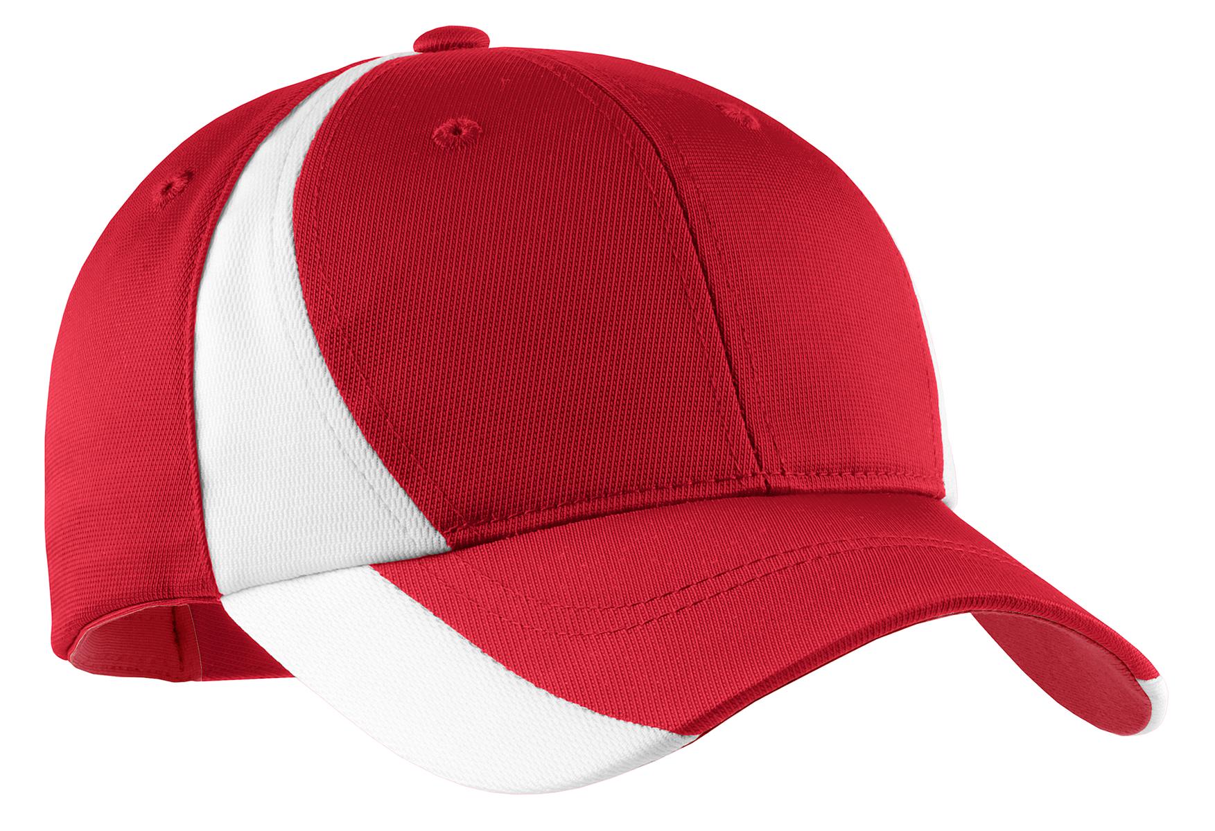 Custom True Red/ White Dry Zone Nylon Colorblock Cap STC11, personalized by SanCanDo Swag in Argyle, TX