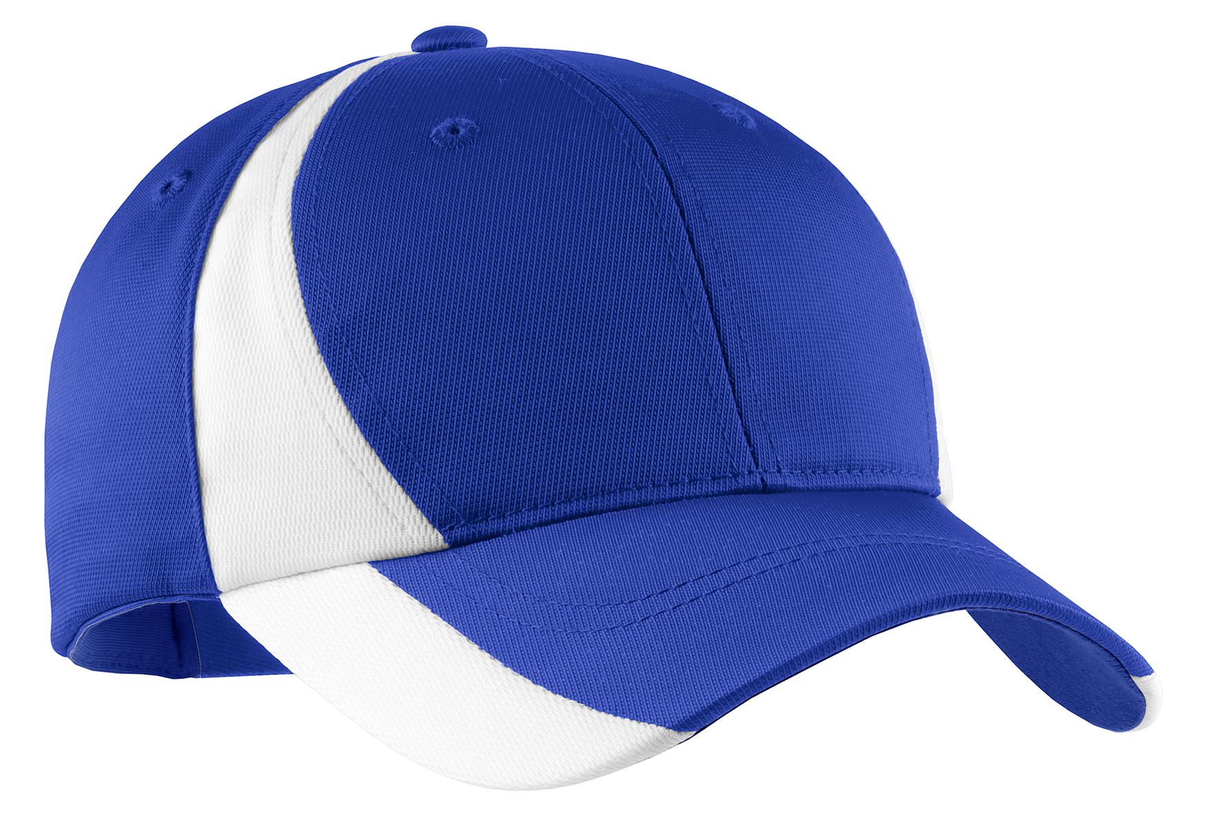 Custom True Royal/ White Dry Zone Nylon Colorblock Cap STC11, personalized by SanCanDo Swag in Argyle, TX