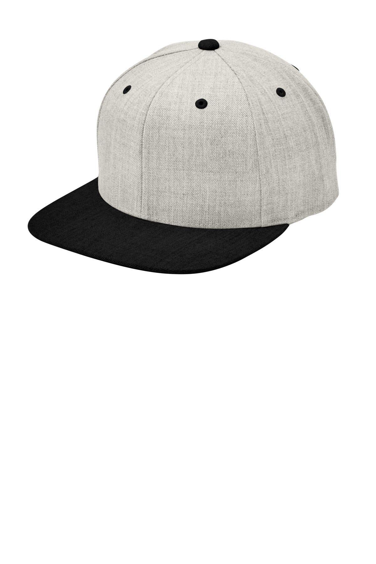 Custom Heather Grey/ Black YP Classics Flat Bill Snapback Cap STC19, personalized by SanCanDo Swag in Argyle, TX