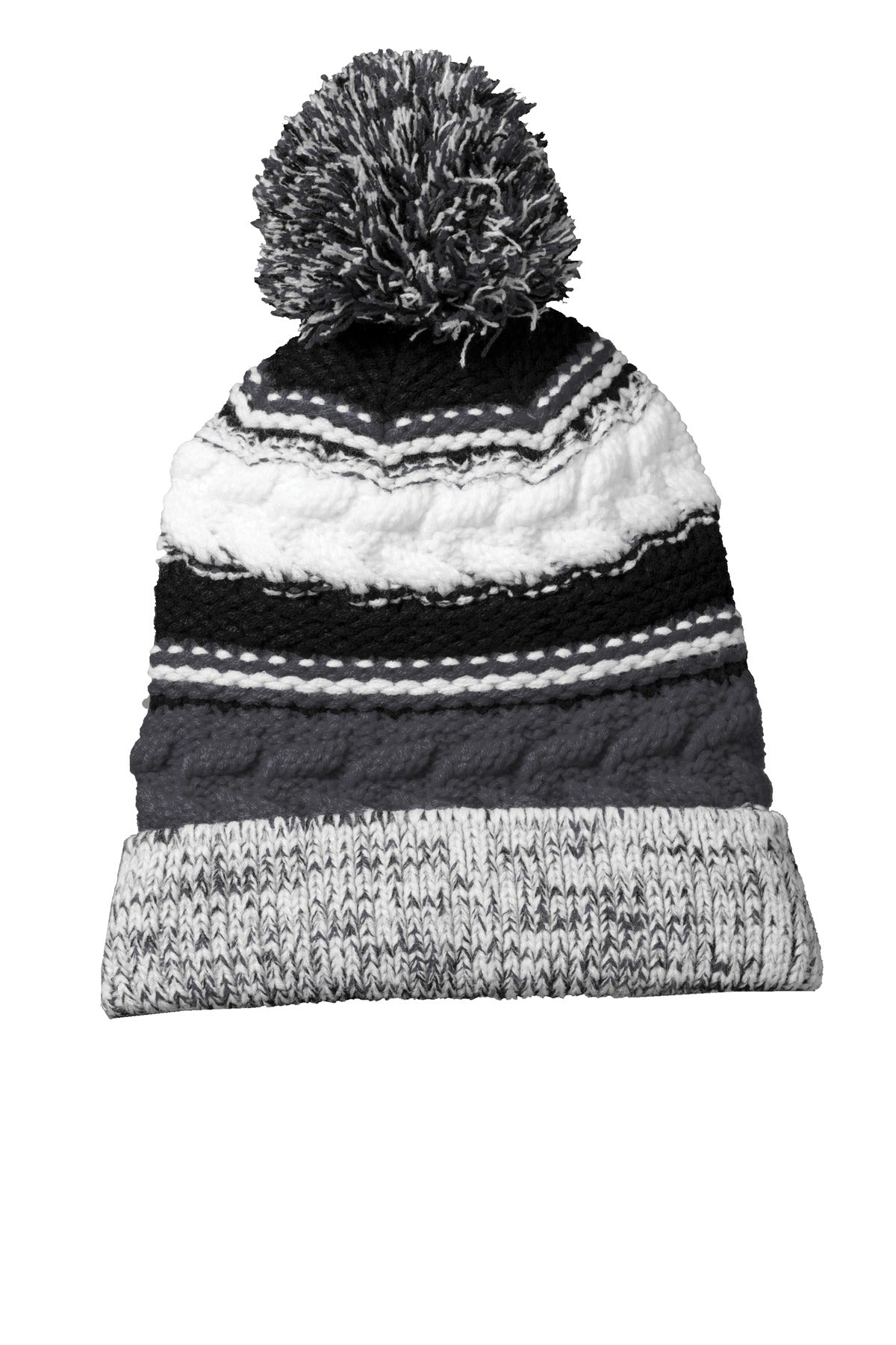 Custom Iron Grey/ Black/ White Pom Pom Team Beanie STC21, personalized by SanCanDo Swag in Argyle, TX