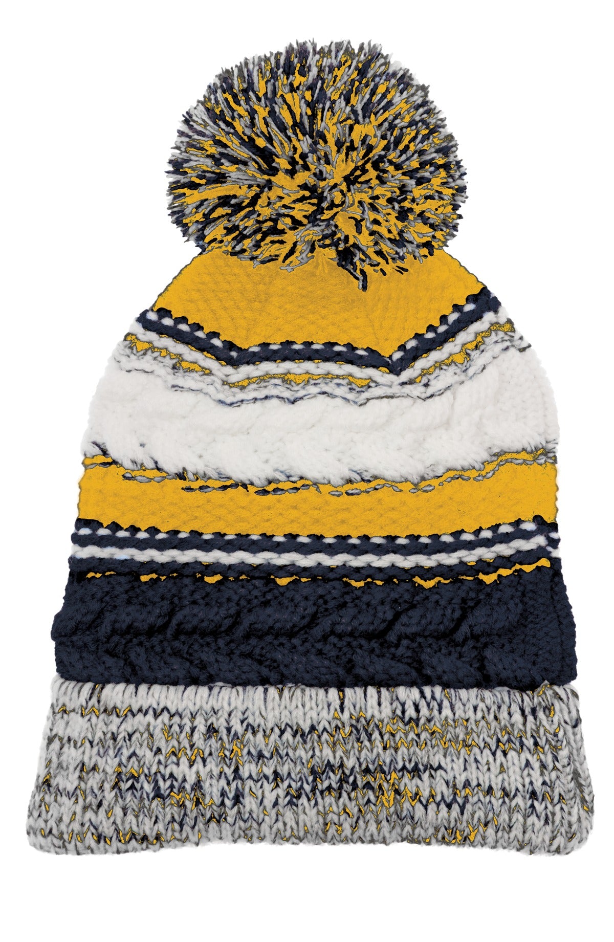 Custom True Navy/ Gold/ White Pom Pom Team Beanie STC21, personalized by SanCanDo Swag in Argyle, TX