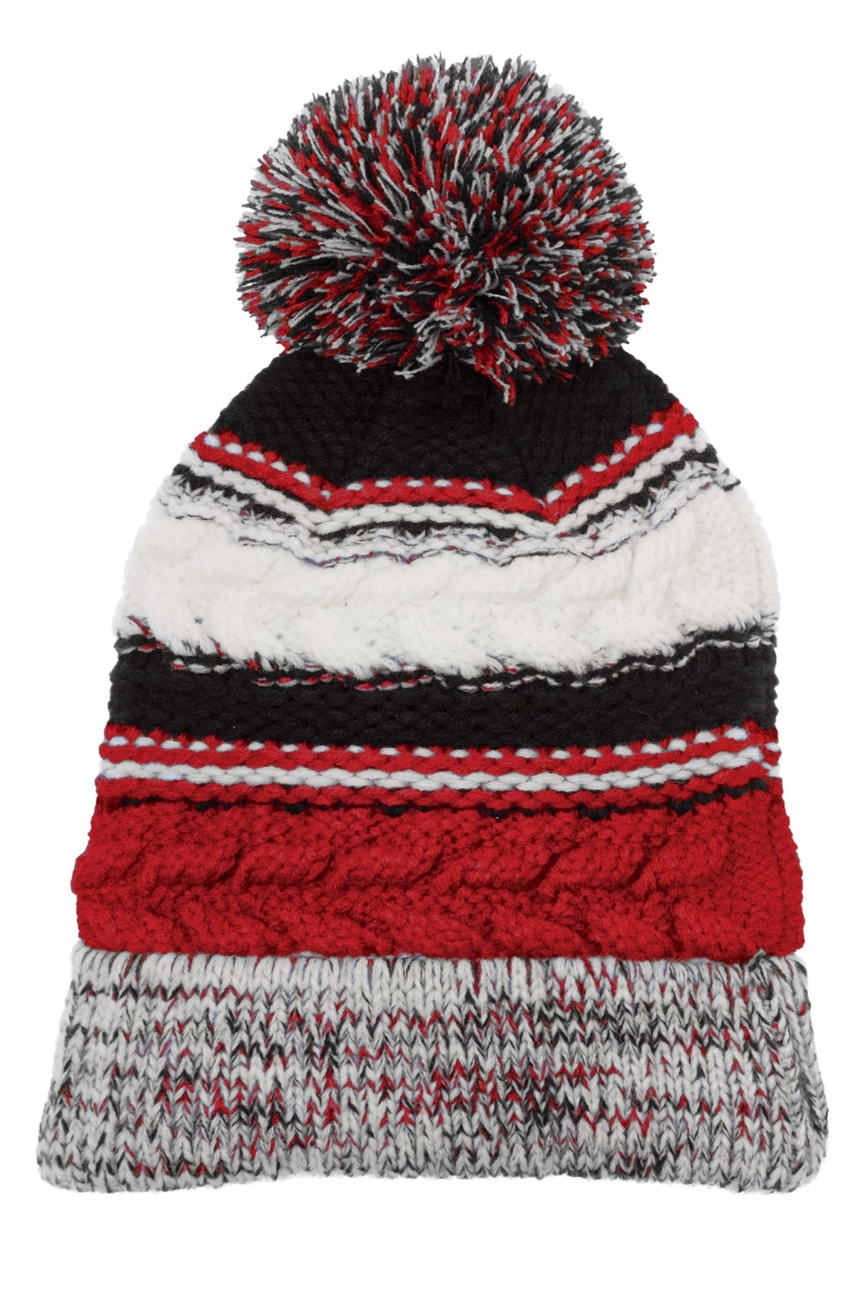 Custom True Red/ Black/ White Pom Pom Team Beanie STC21, personalized by SanCanDo Swag in Argyle, TX