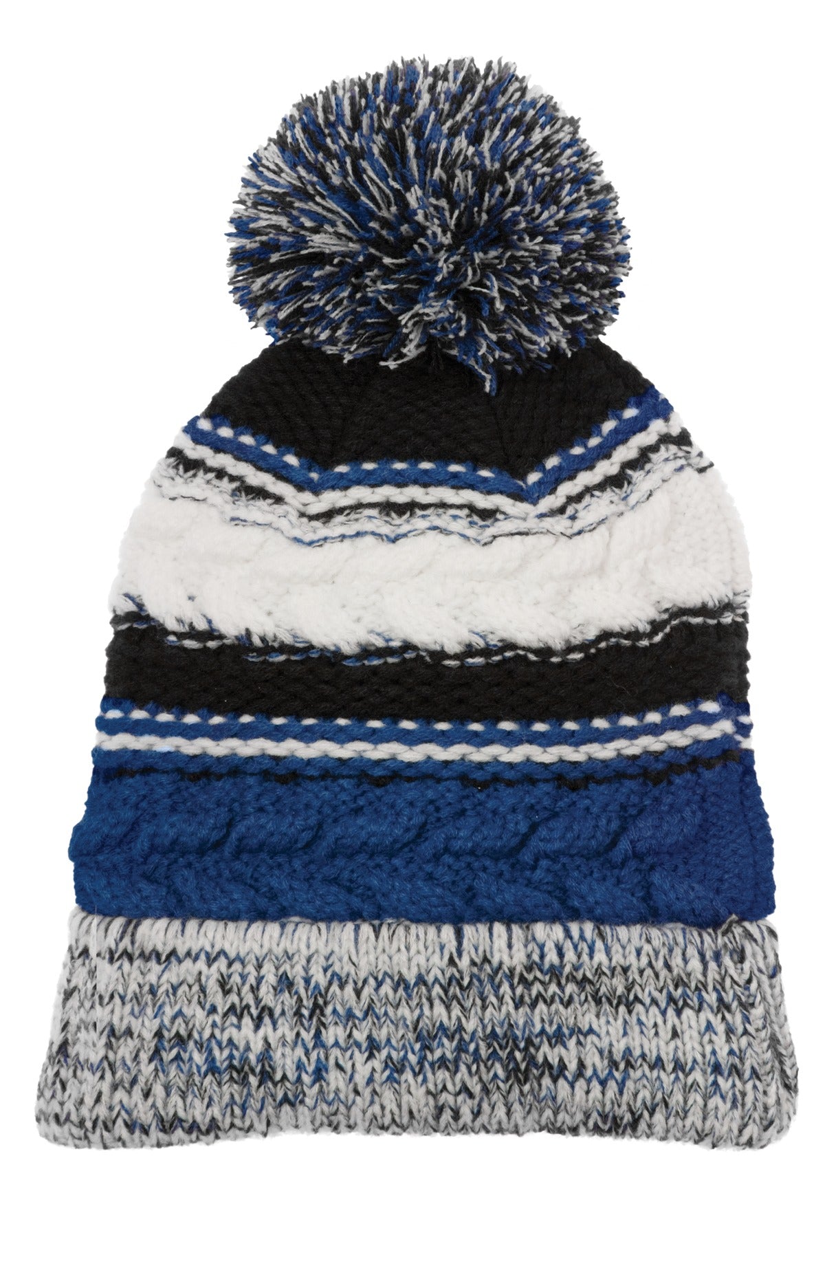 Custom True Royal/ Black/ White Pom Pom Team Beanie STC21, personalized by SanCanDo Swag in Argyle, TX