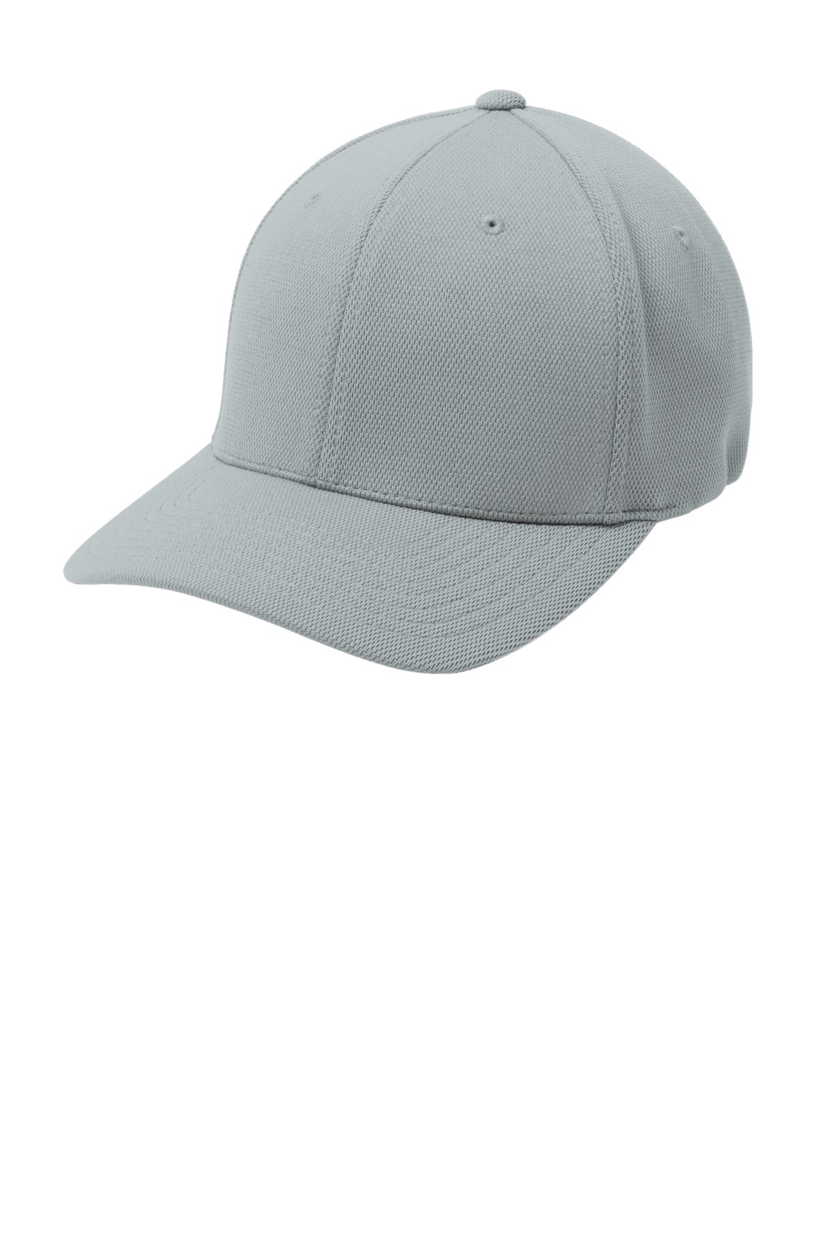 Custom Grey Heather Flexfit Cool & Dry Poly Block Mesh Cap STC22, personalized by SanCanDo Swag in Argyle, TX