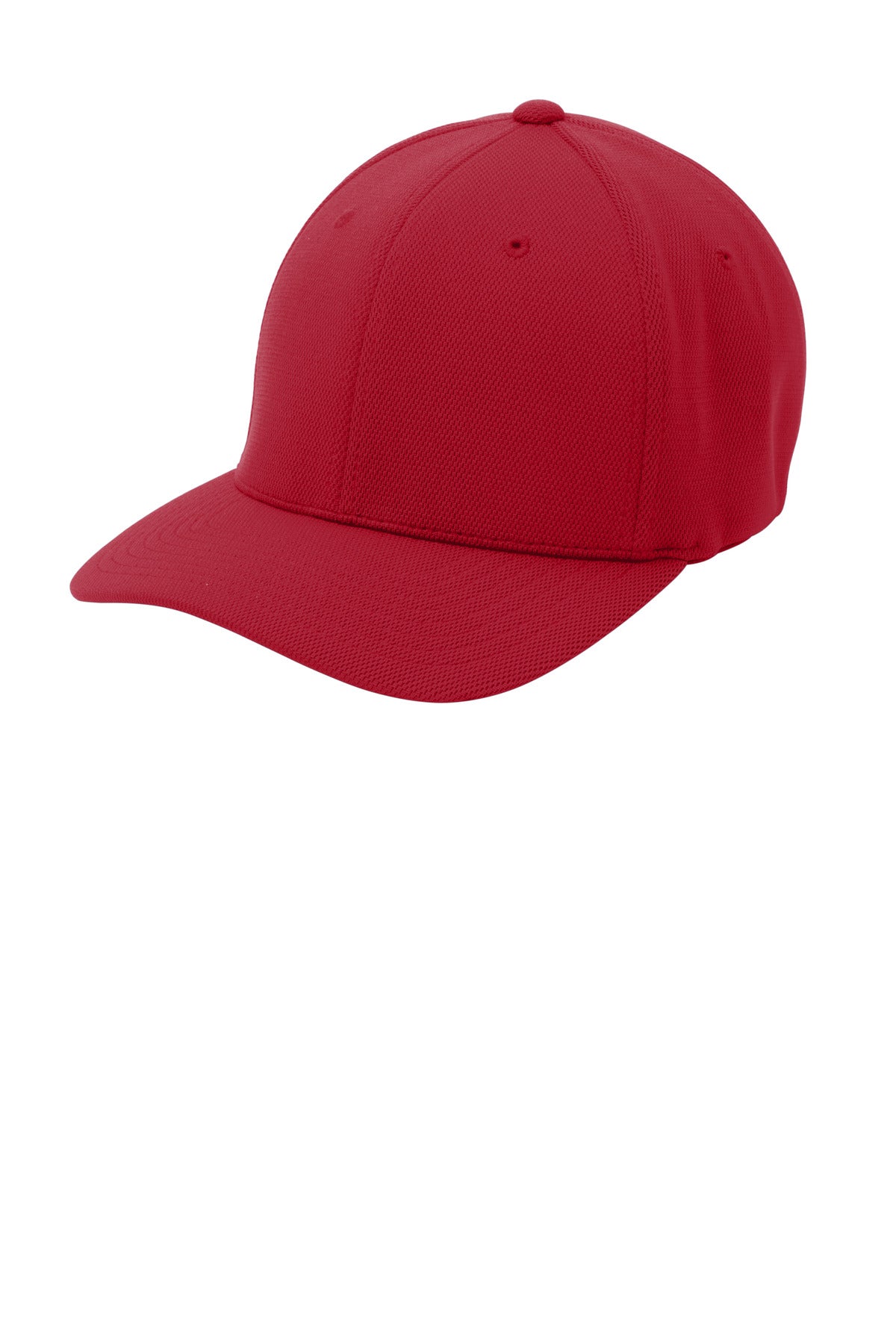 Custom True Red Flexfit Cool & Dry Poly Block Mesh Cap STC22, personalized by SanCanDo Swag in Argyle, TX