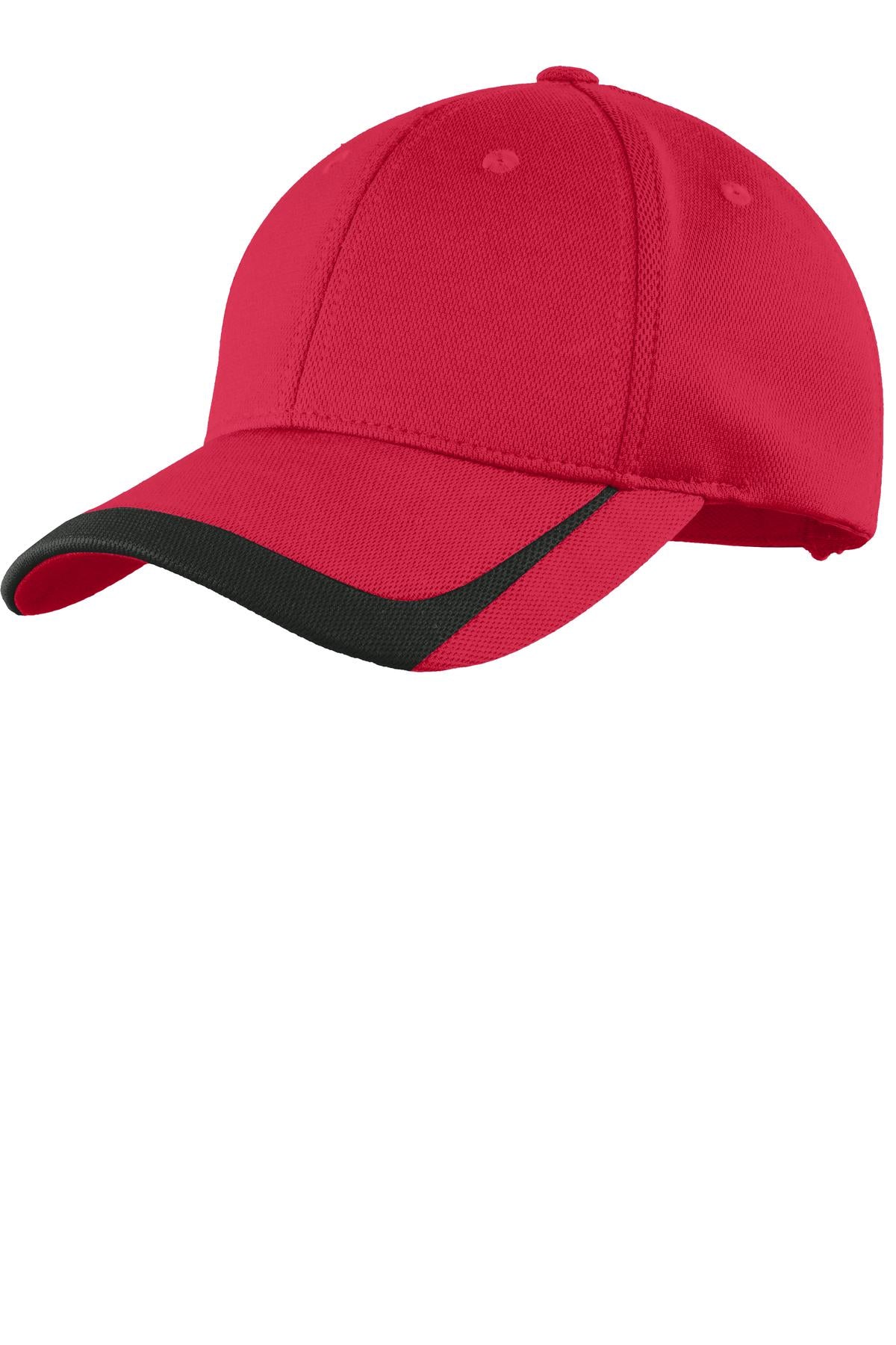 Custom True Red/ Black Pique Colorblock Cap STC24, personalized by SanCanDo Swag in Argyle, TX