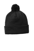 Custom Black Solid Pom Pom Beanie STC37, personalized by SanCanDo Swag in Argyle, TX