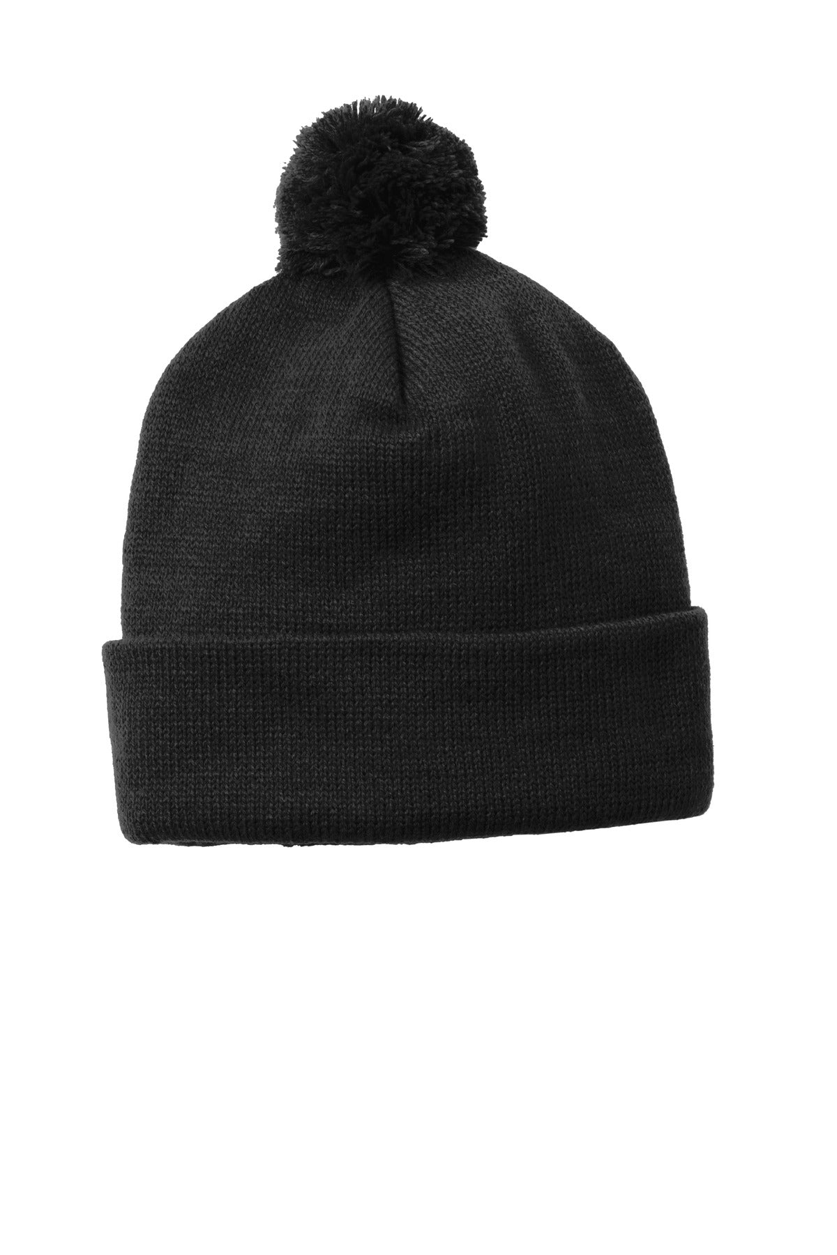Custom Black Solid Pom Pom Beanie STC37, personalized by SanCanDo Swag in Argyle, TX