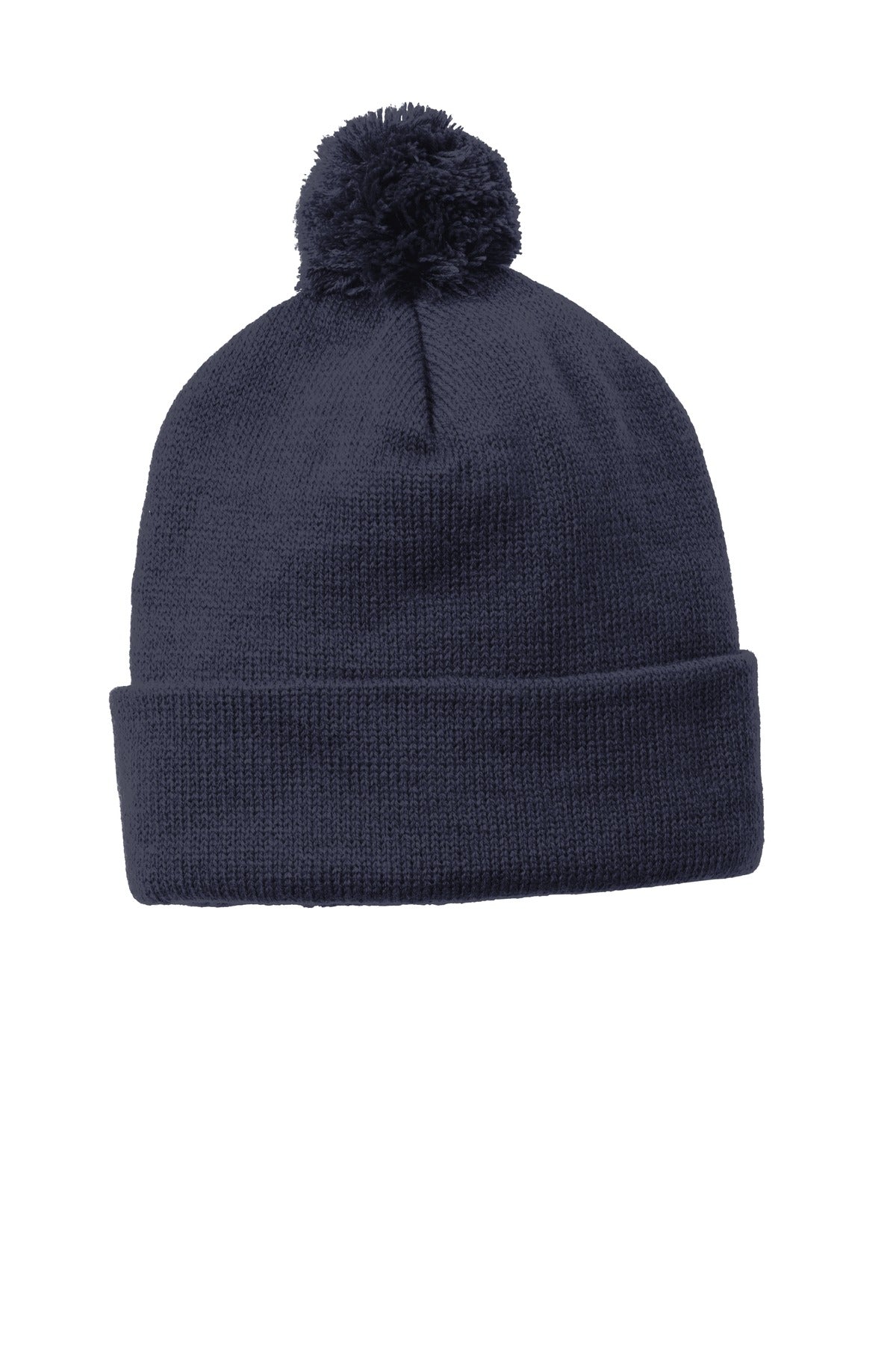 Custom True Navy Solid Pom Pom Beanie STC37, personalized by SanCanDo Swag in Argyle, TX