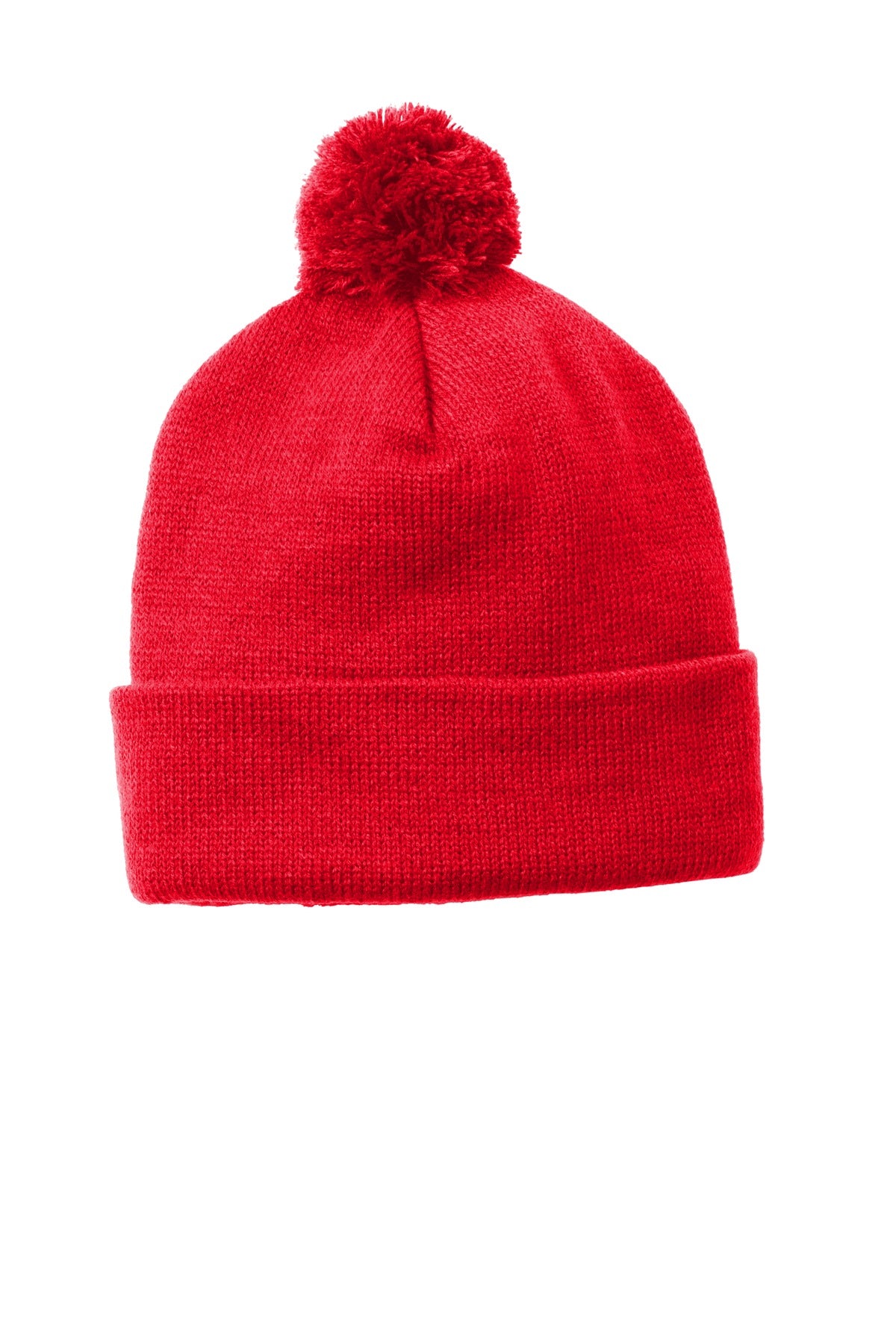 Custom True Red Solid Pom Pom Beanie STC37, personalized by SanCanDo Swag in Argyle, TX