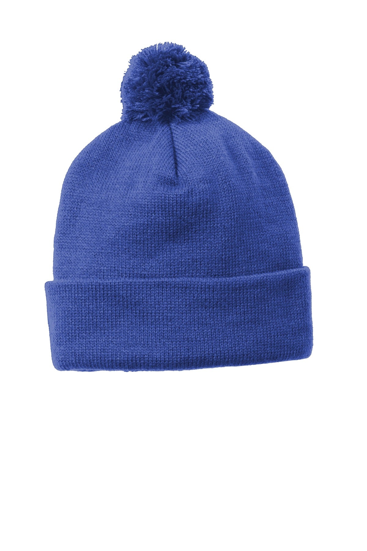 Custom True Royal Solid Pom Pom Beanie STC37, personalized by SanCanDo Swag in Argyle, TX