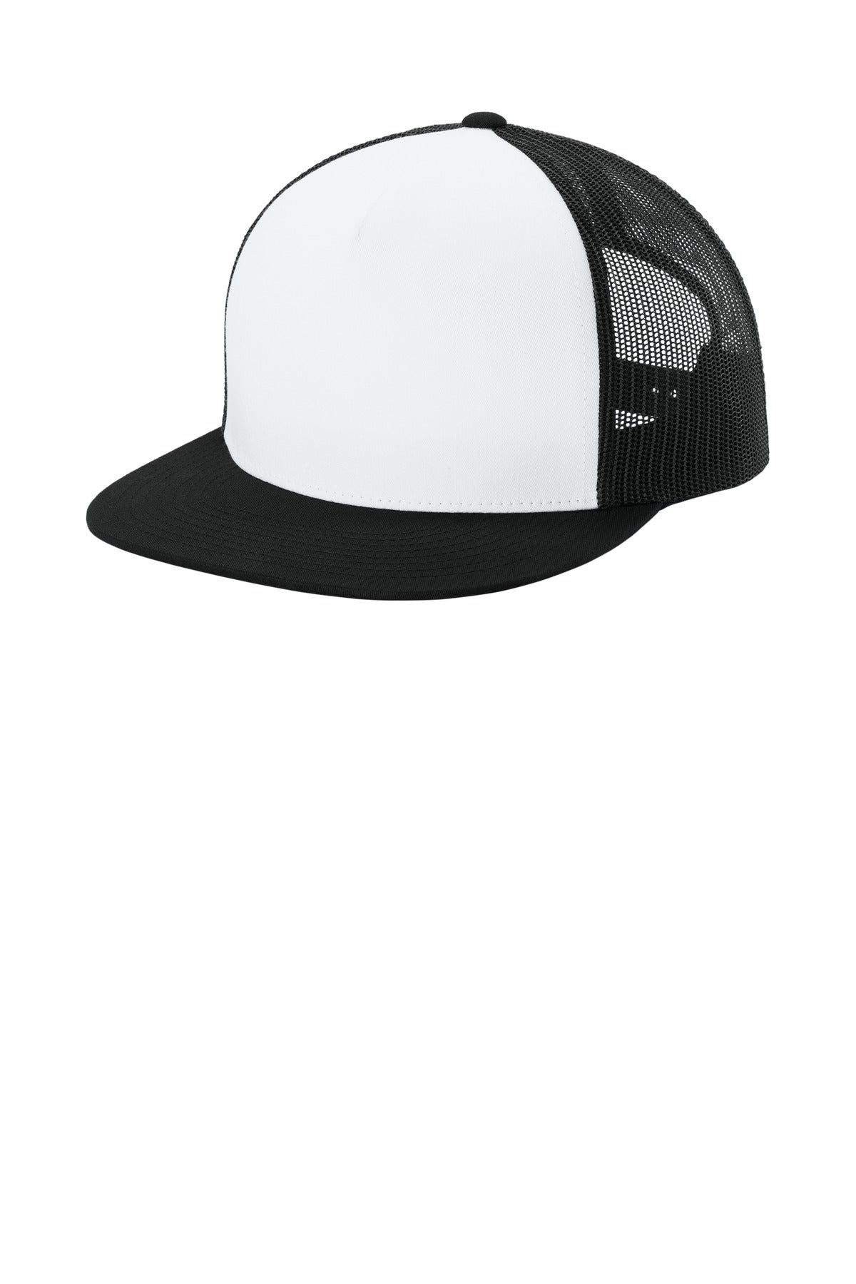 Custom White/ Black/ Black Trucker Mesh Back Cap STC38, personalized by SanCanDo Swag in Argyle, TX