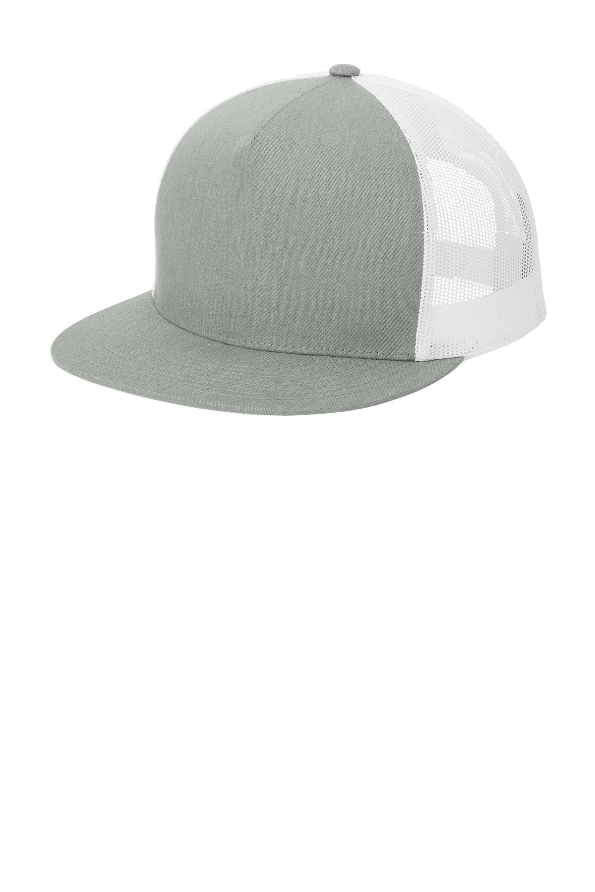 Custom Heather Grey/ White Trucker Mesh Back Cap STC38, personalized by SanCanDo Swag in Argyle, TX